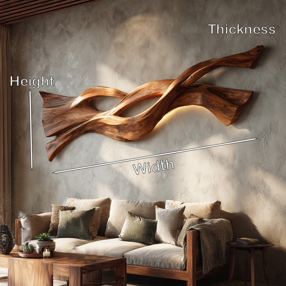 Contemporary Wood Wall Art Flowing Design For Living Room RTTHHNWA181