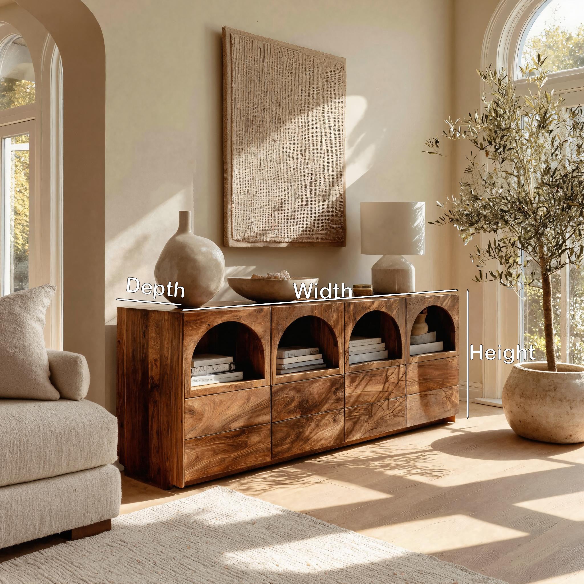 Arched Niche Wooden Sideboard For Living Room RTTHHNSD032