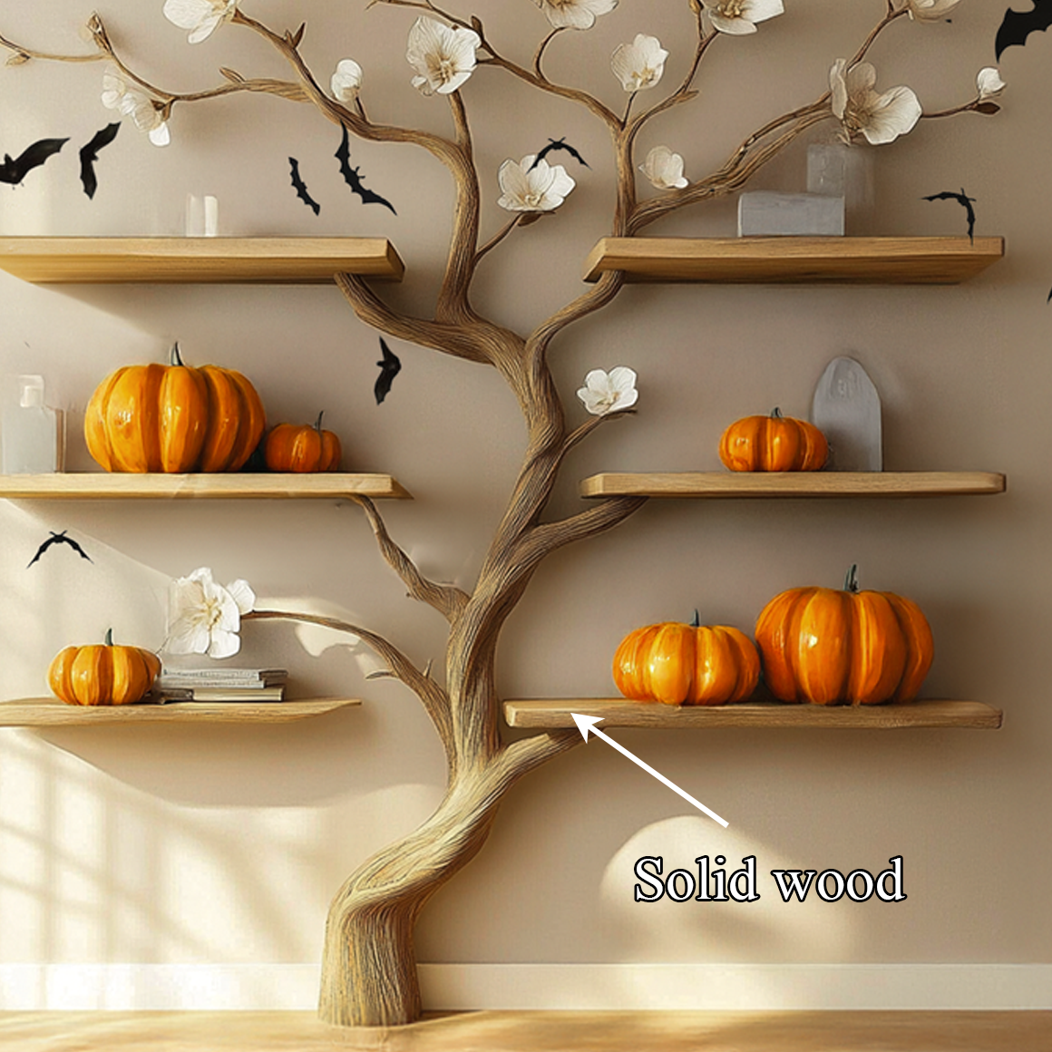 Tree Branch Bookshelve Wooden Natural Gift Halloween SINLSAHW006