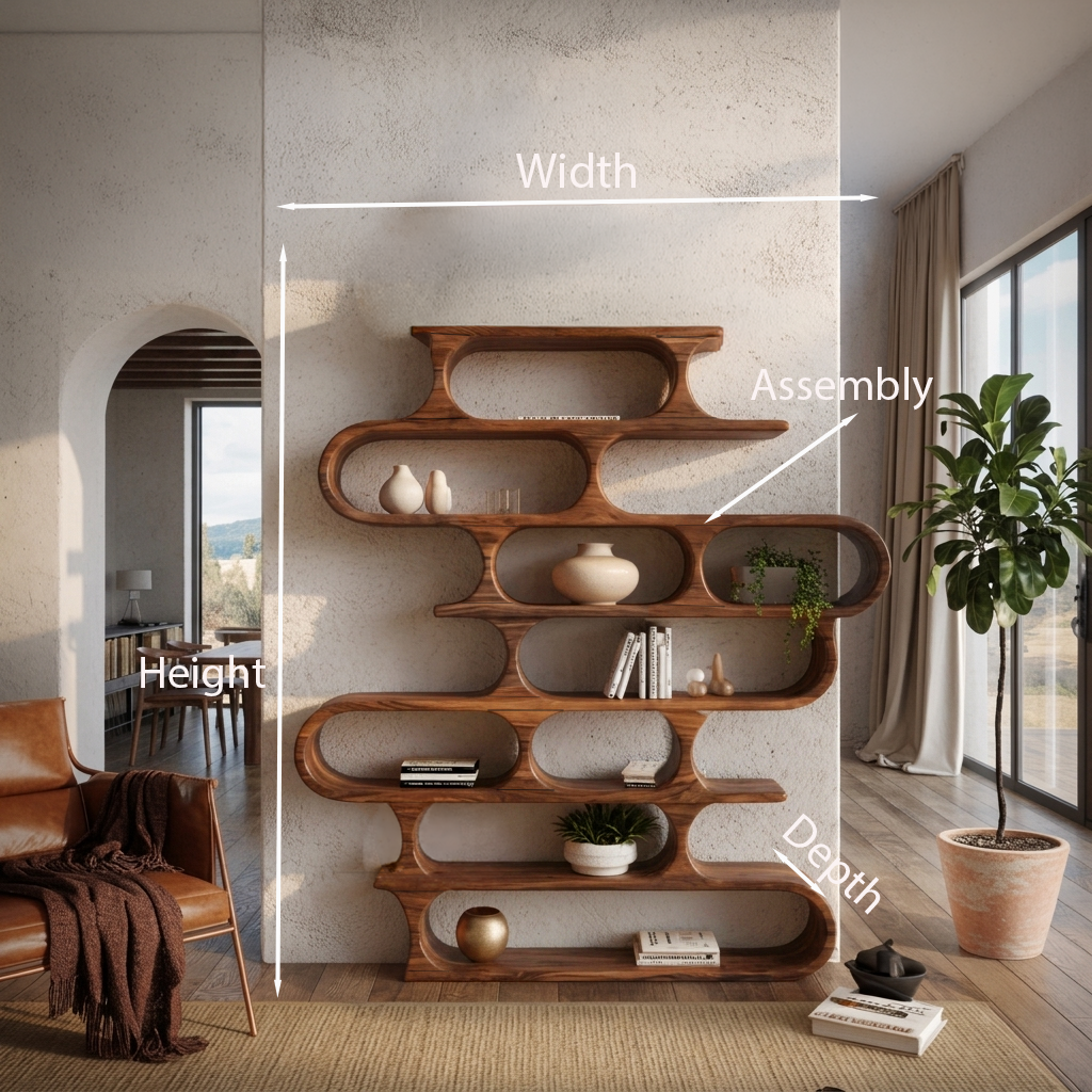 Organic Oval Bookshelf For Living Room Or Creative Studio SITHTTBS021