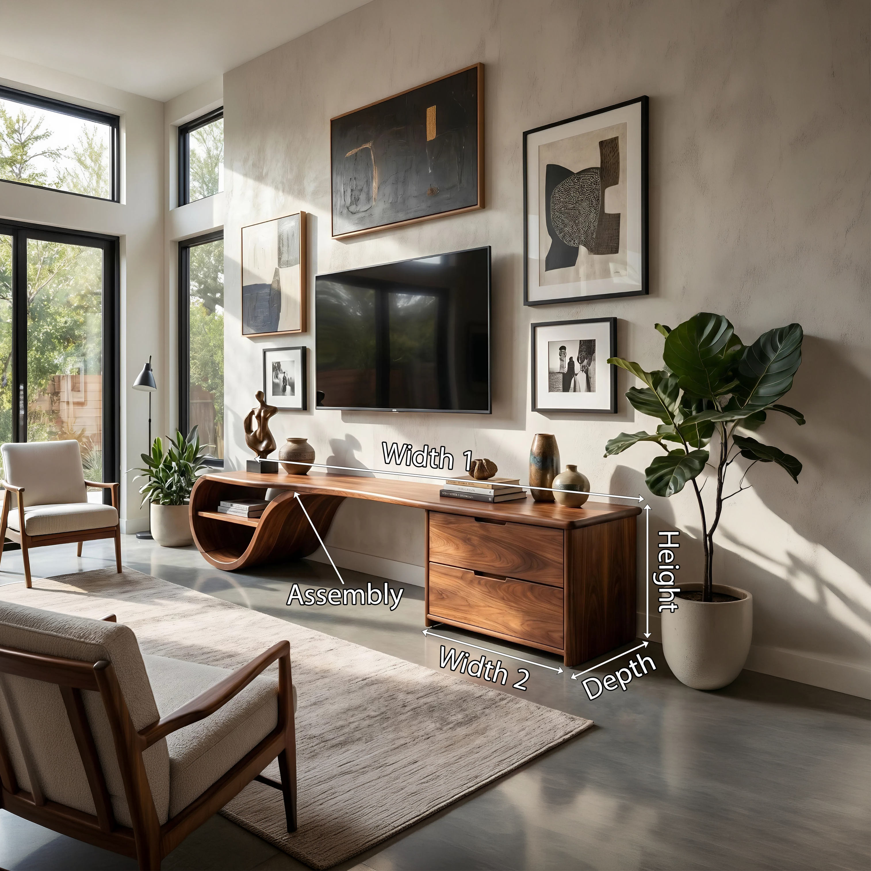 Scandinavian Organic TV Console For Living Room SILDTTNTVC130