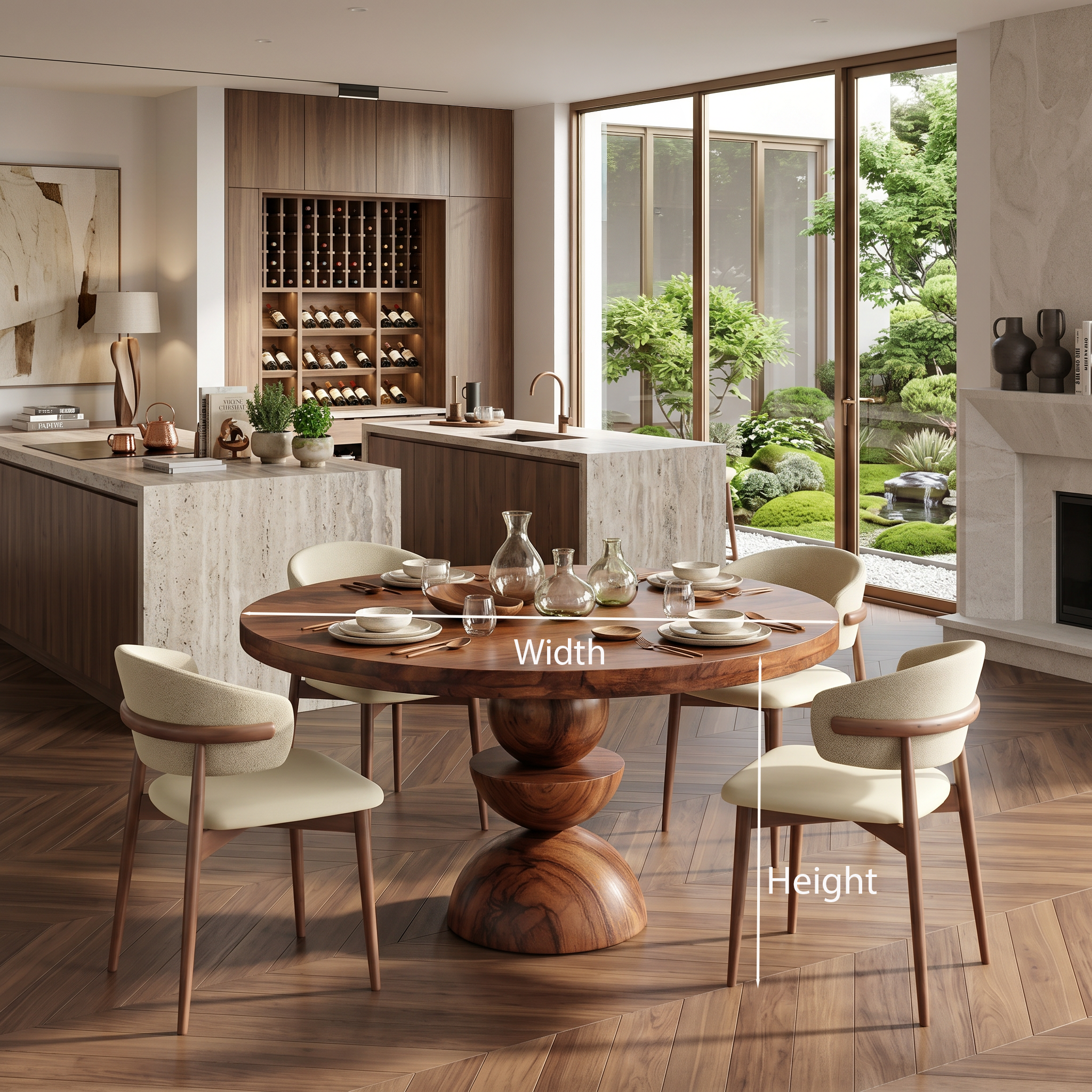 Modern Round Dining Table With Geometric Base For Kitchen And Dining Room SITHTTDN001
