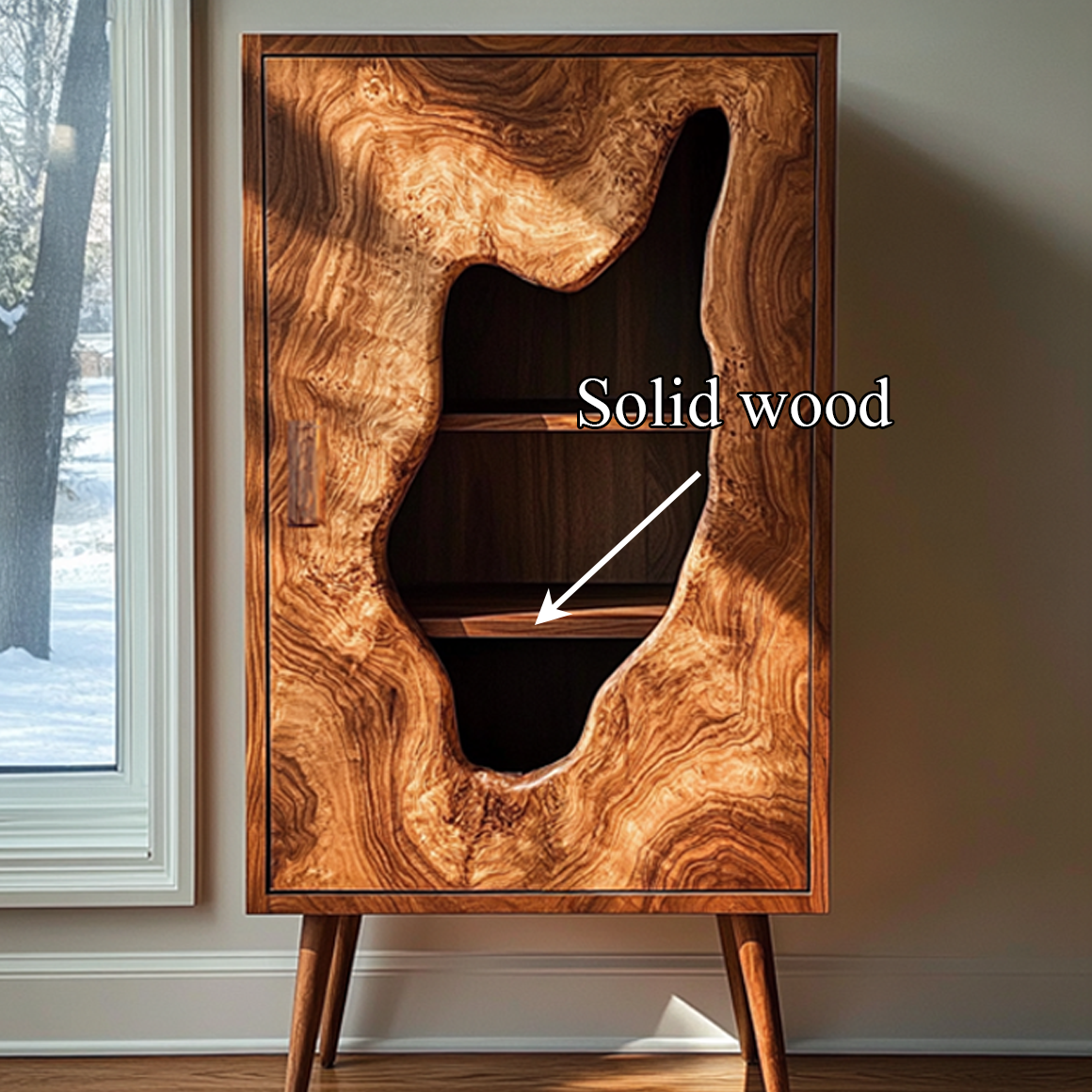 Mid Century Modern Curved Door Cabinet Living Room Or Entryway SINLSASC245