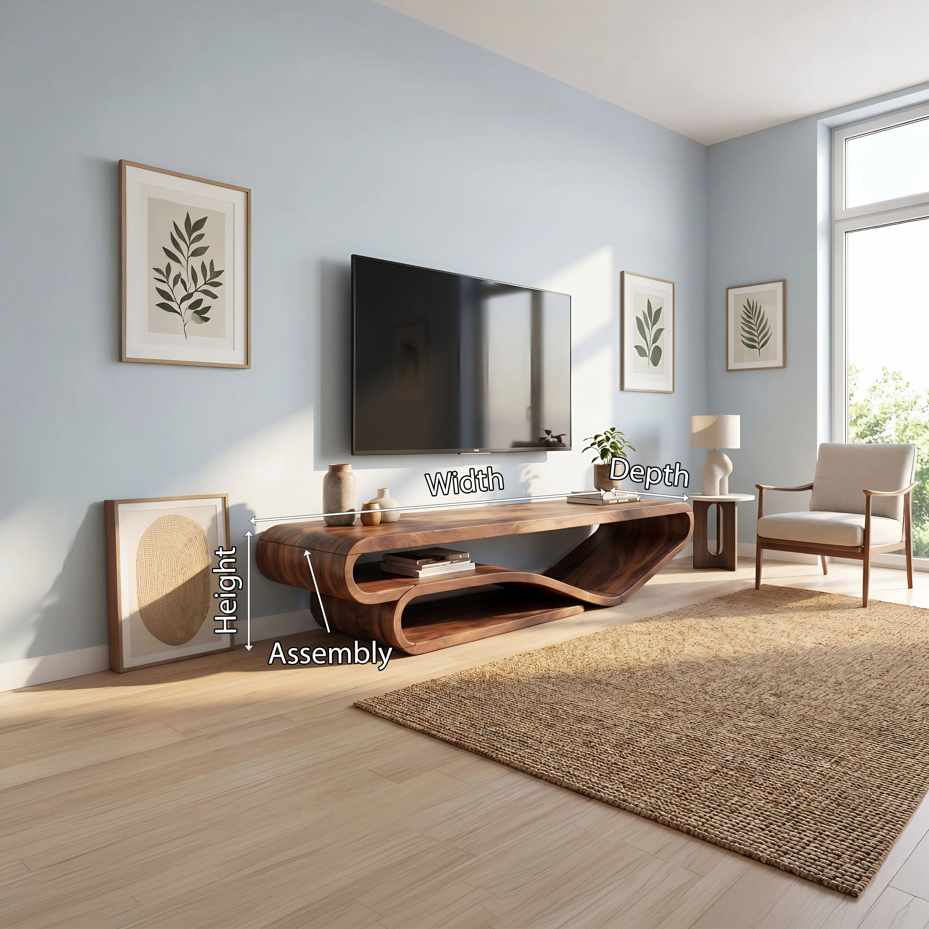 Scandinavian Sculpted TV Console For Living Space SILDTTNTVC120