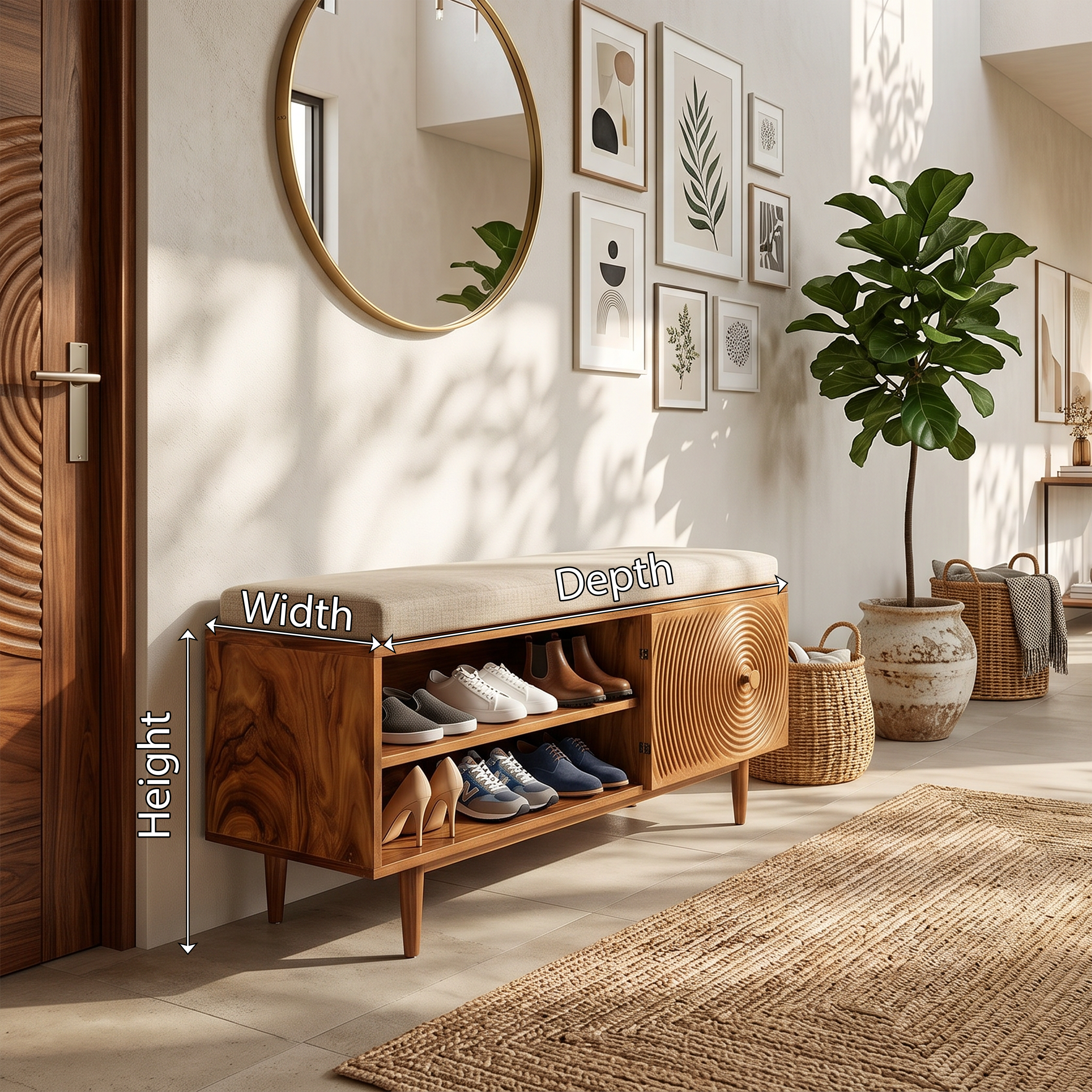Modern Shoe Storage Cabinet For Condo Entryway Hallway Placement SILDTTRSHB032