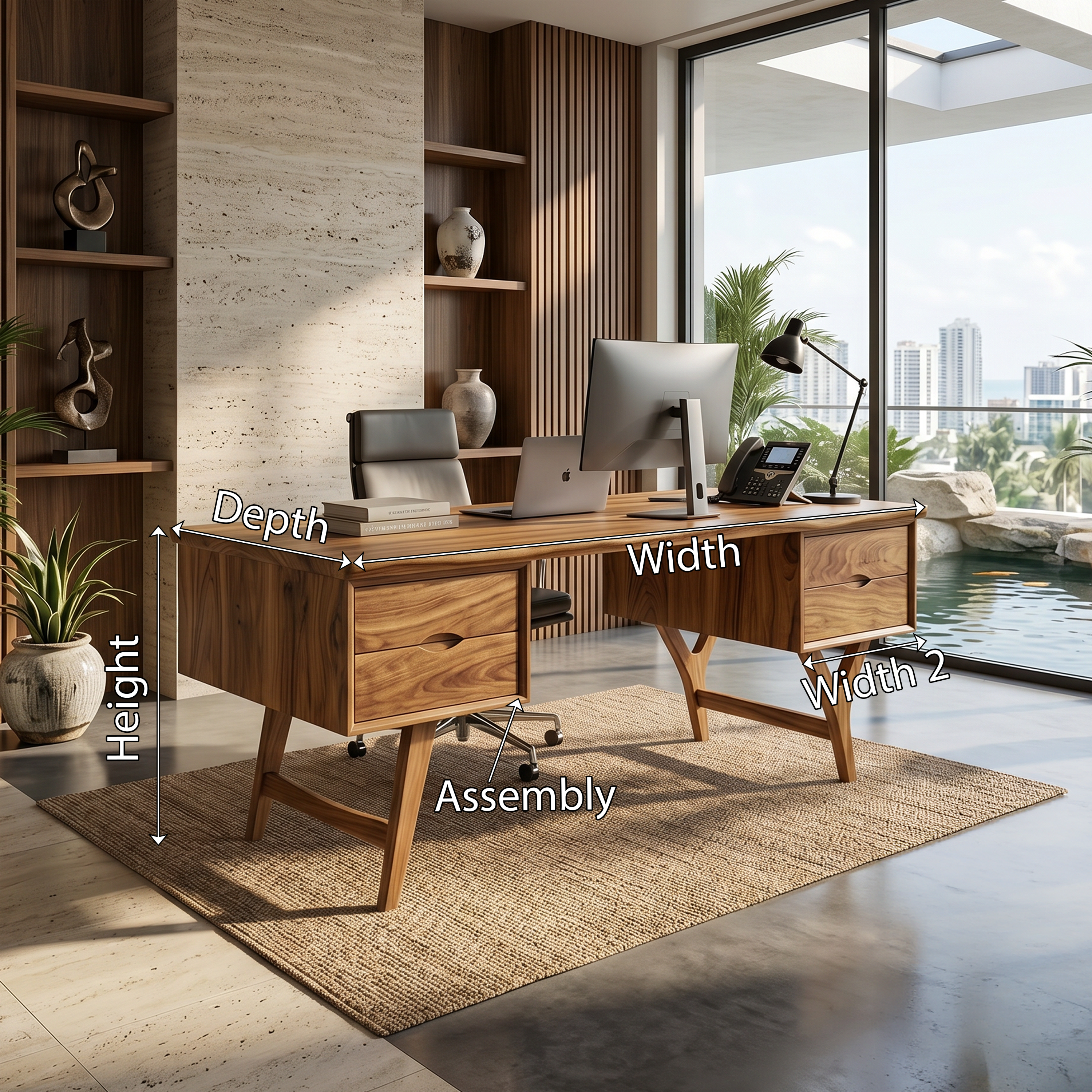 Mid Century Executive Desk Modern Workspace SILDTTRDE028