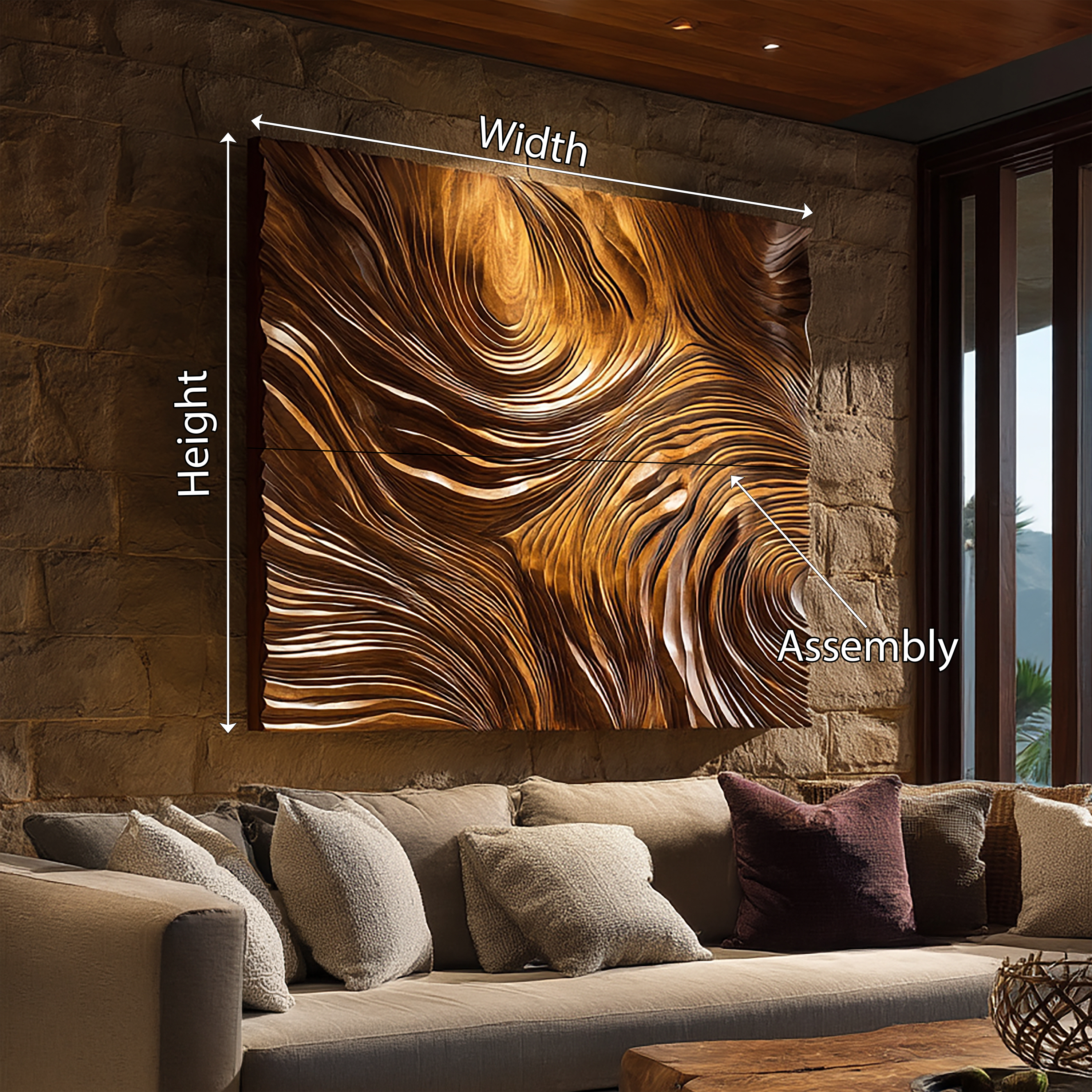 Rustic Abstract Wood Wall Art For Warm Living Room Decor SILDTTRWA061