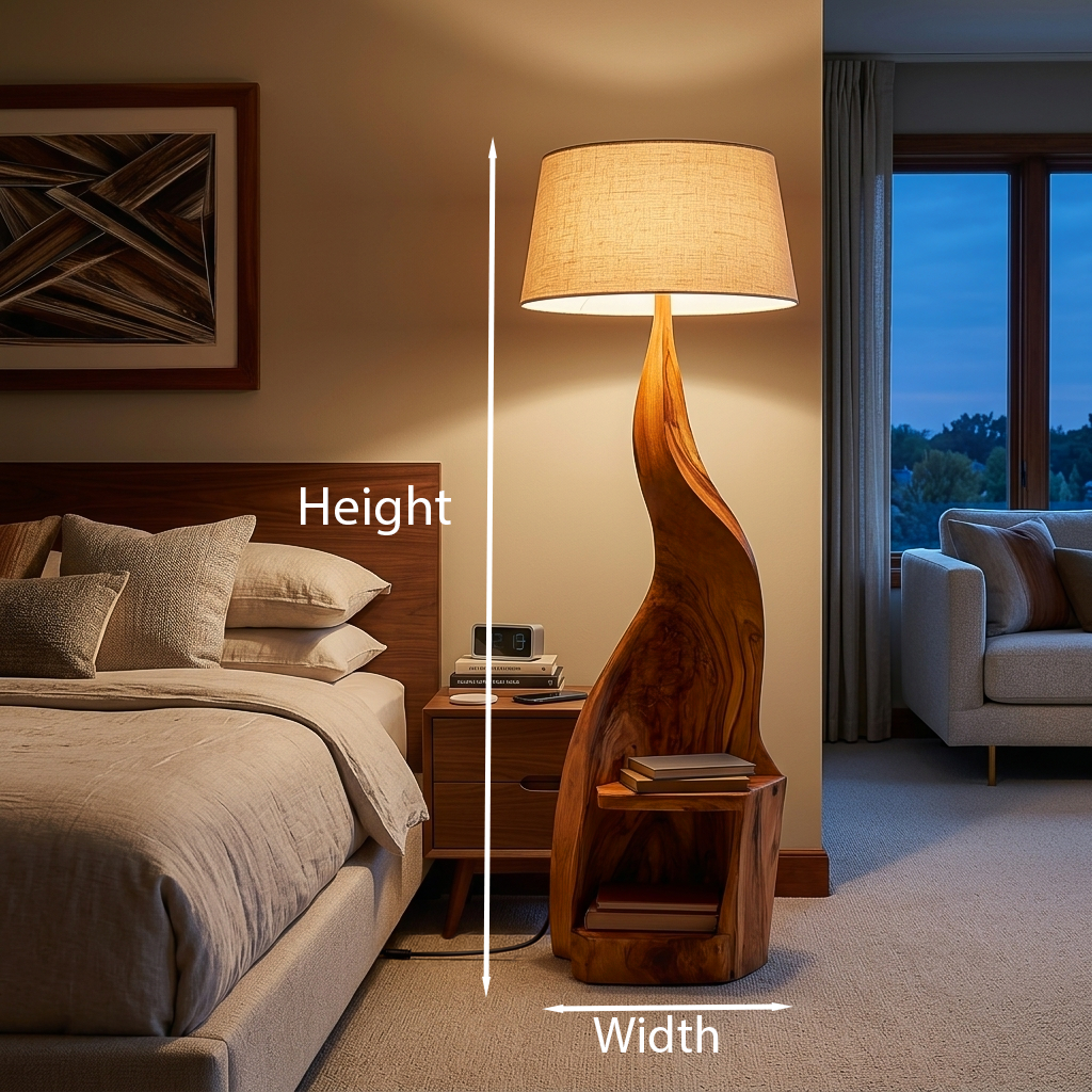 Modern Wooden Floor Lamp With Shelf For Reading Nook RTTHTTLAM042