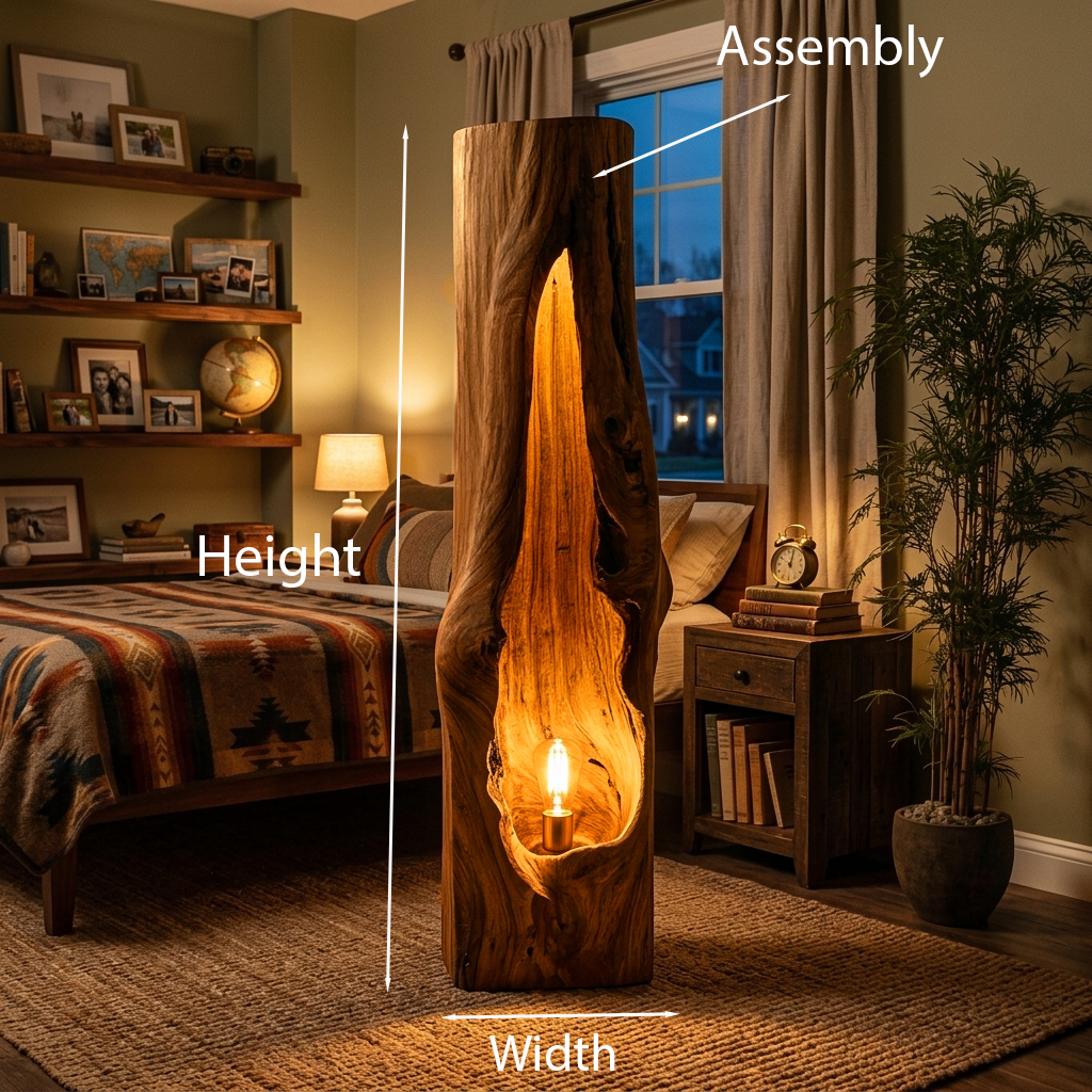 Rustic Wooden Floor Lamp Sculptural Design For Cozy Bedroom RTTHTTLAM047