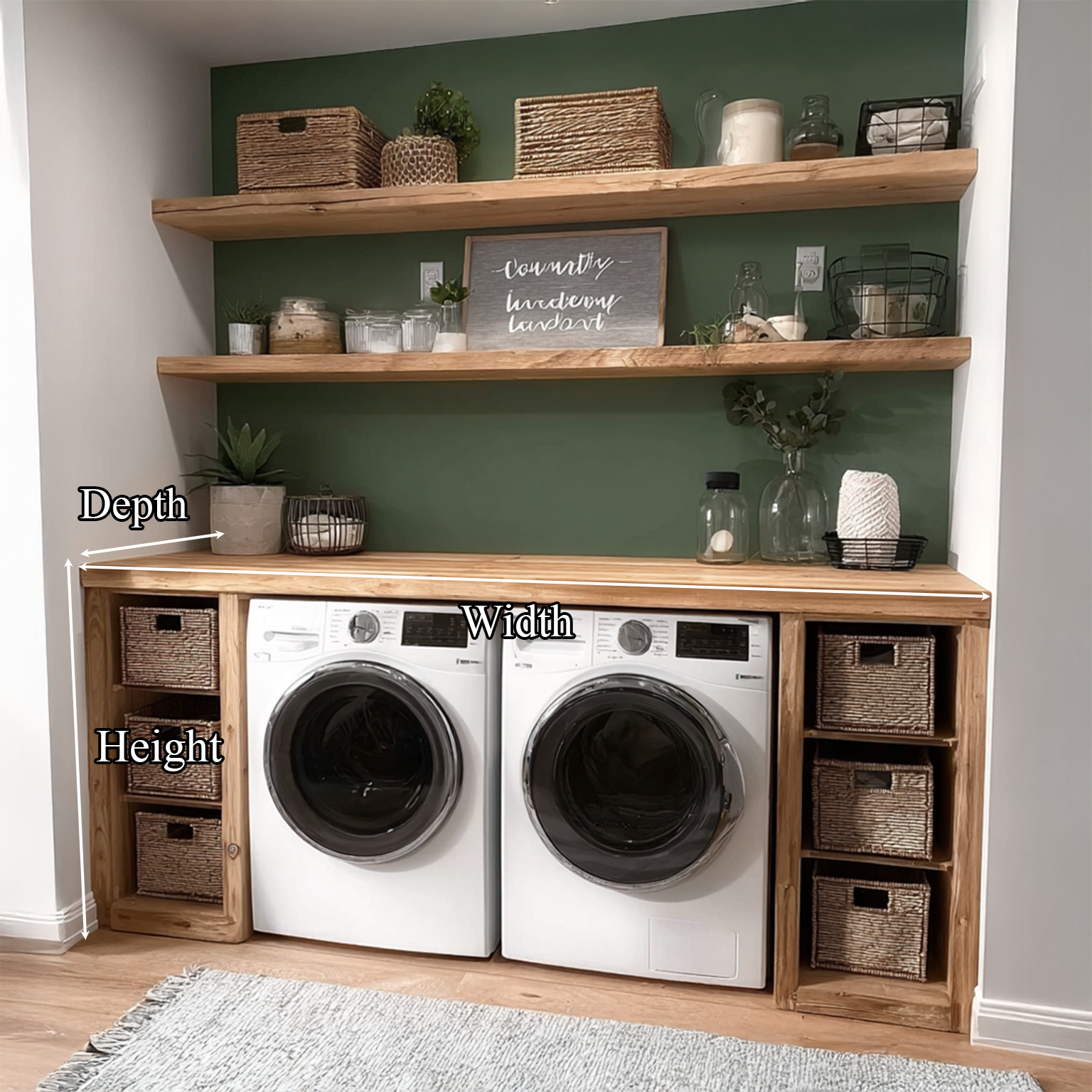 Laundry Furniture Set Solid Wood Custom Rustic Gift SINLSALN004