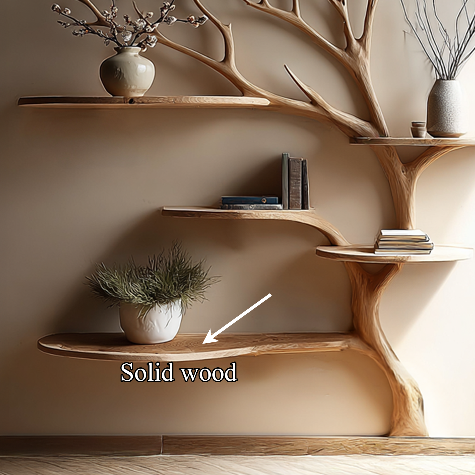 Rustic Tree Bookshelf Wall Living Room SINLSATB200