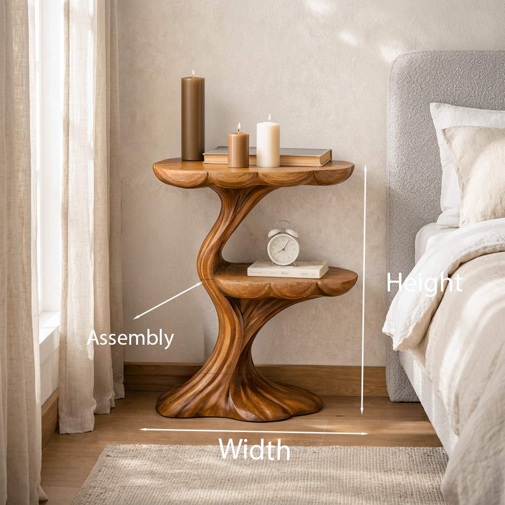 Handcrafted Wooden Nightstand Organic Branch Design For Bedroom RTTHTTNS044