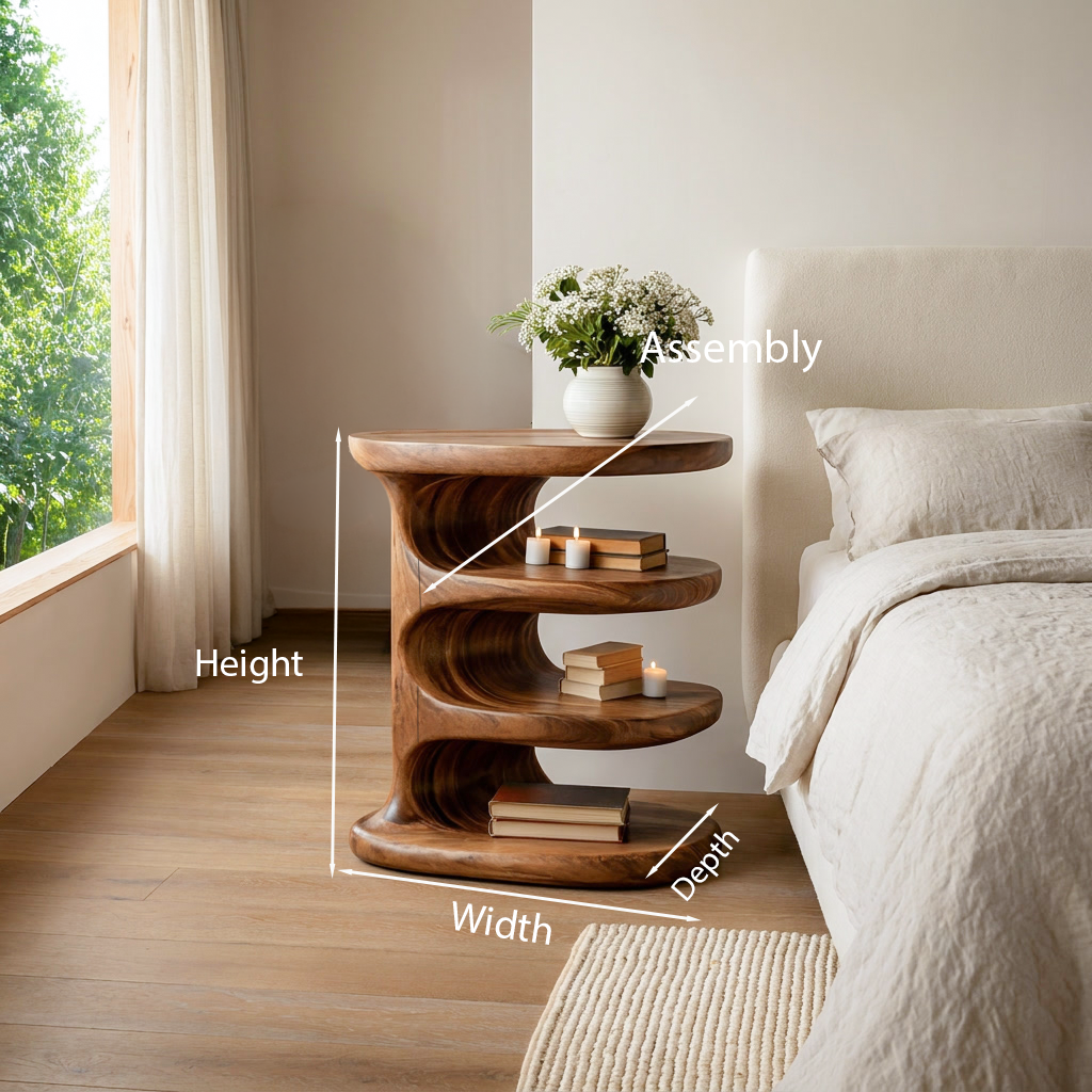 Wooden Nightstand Multi Layer Design For Modern Bedroom RTTHTTNS042