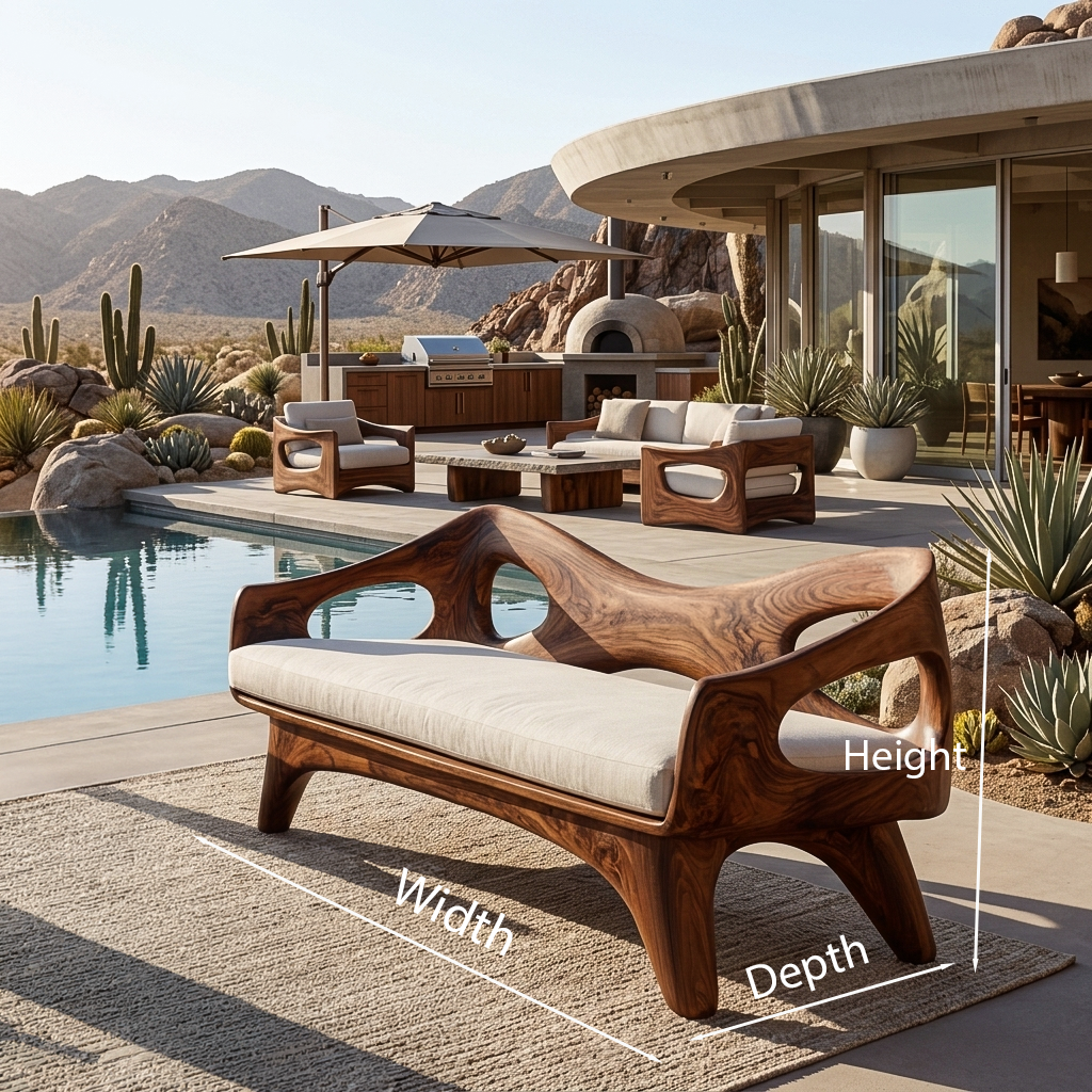 Organic Wooden Sofa With Unique Backrest For Lounge RTTHTTSF030