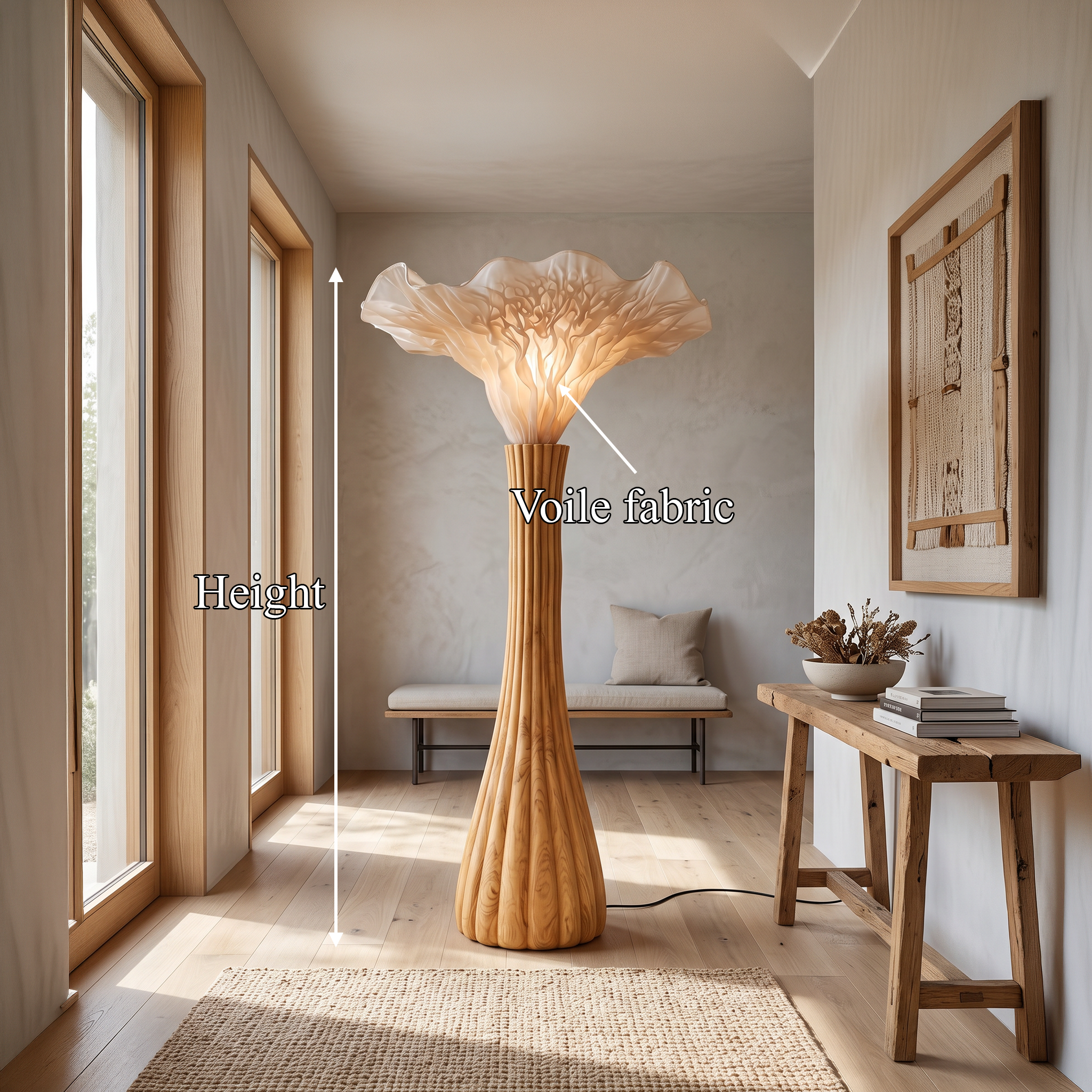 Japandi Floor Lamp Sculptural Mushroom Form Bedroom SINLSAFLP137