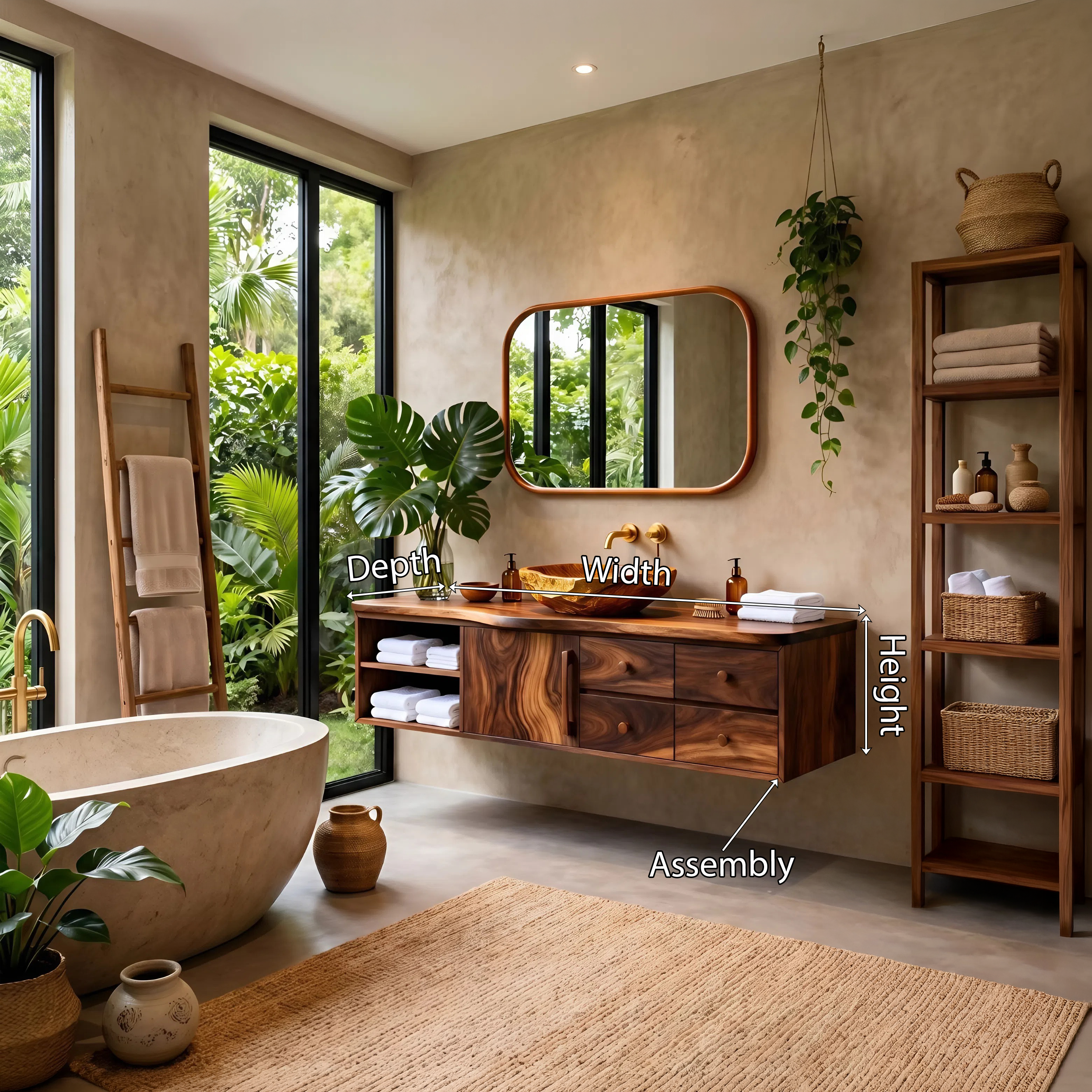 Mid Century Floating Vanity For Luxury Bathroom Interior SILDTTNBRV067