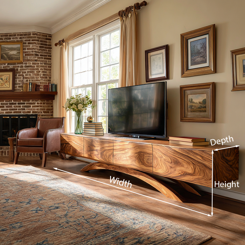 Modern Wooden TV Cabinet With Curved Base For Home Interior RTTHTTTVC083