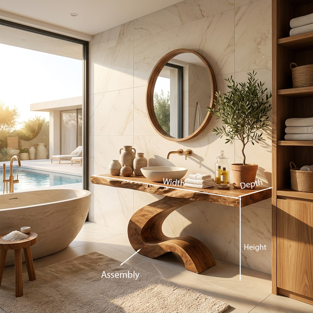 Luxury Bathroom Vanity With Organic S Curve Support For Bathroom RTTHTTBRV020