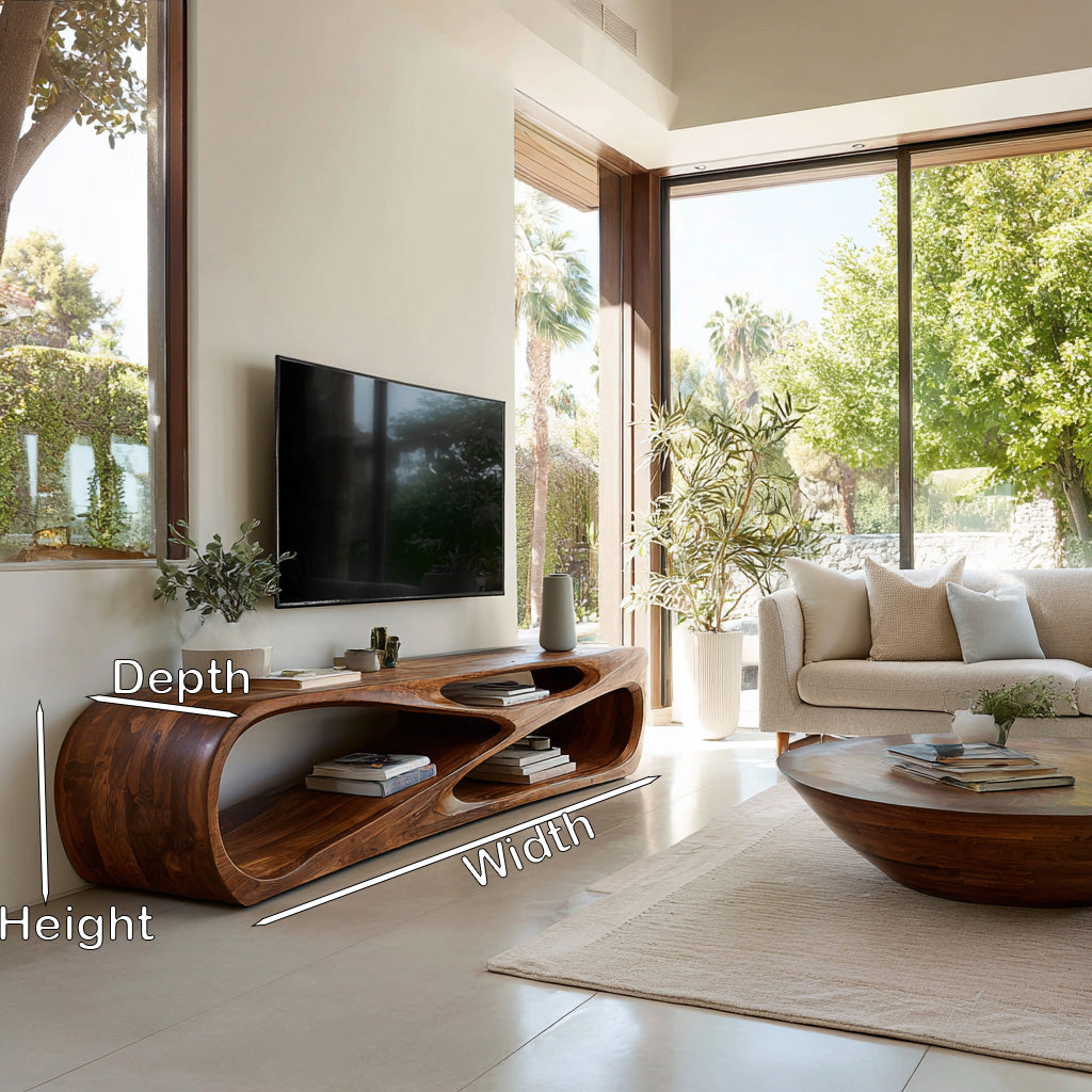 Contemporary Natural Wood Media Console For Living Room Decor RTTHHNTVC105