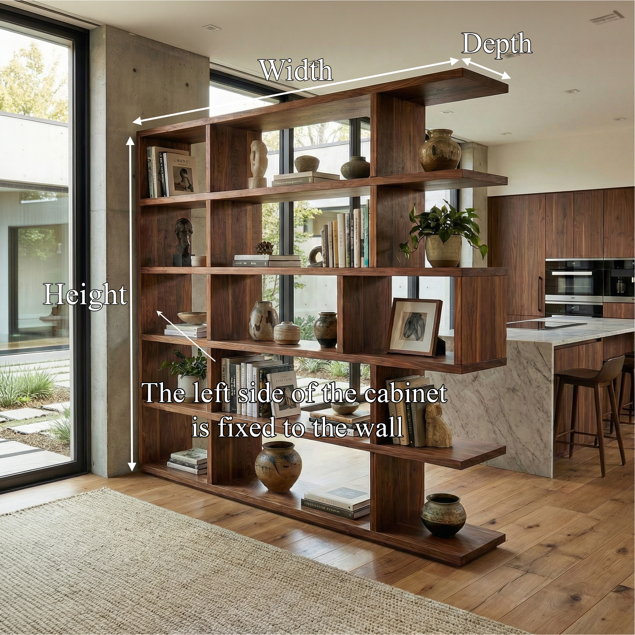 Mid Century Room Divider Bookshelf For Living Room And Apartment SINLSASC483