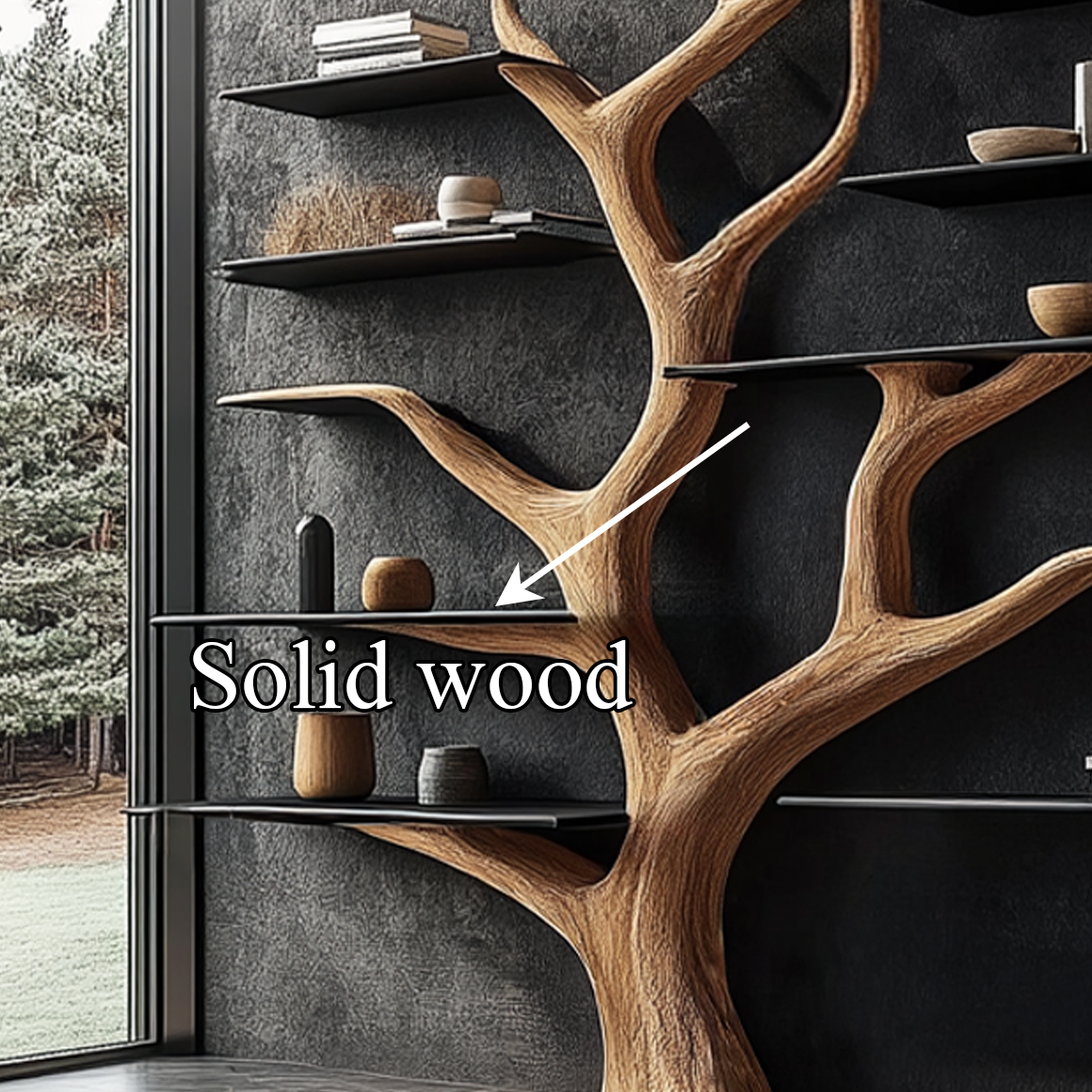 Rustic Tree Bookshelf Bedroom Or Living Room Cozy Wall Storage SINLSATB348
