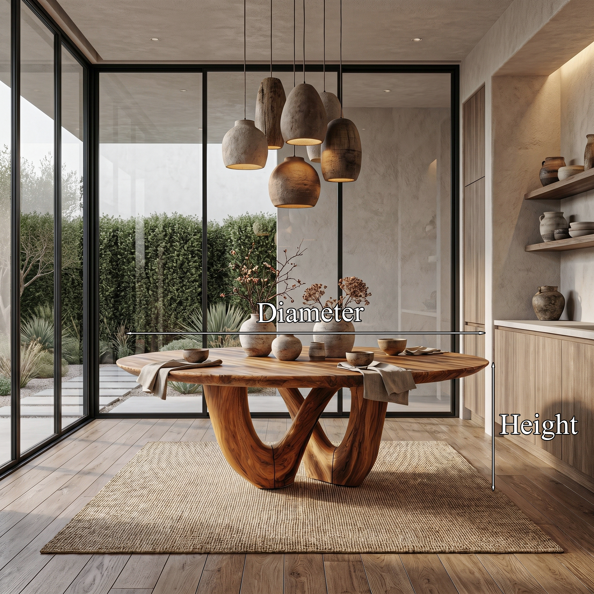 Sculptural Double Curved Base Dining Table For Dining Room And Kitchen SINLHADT184