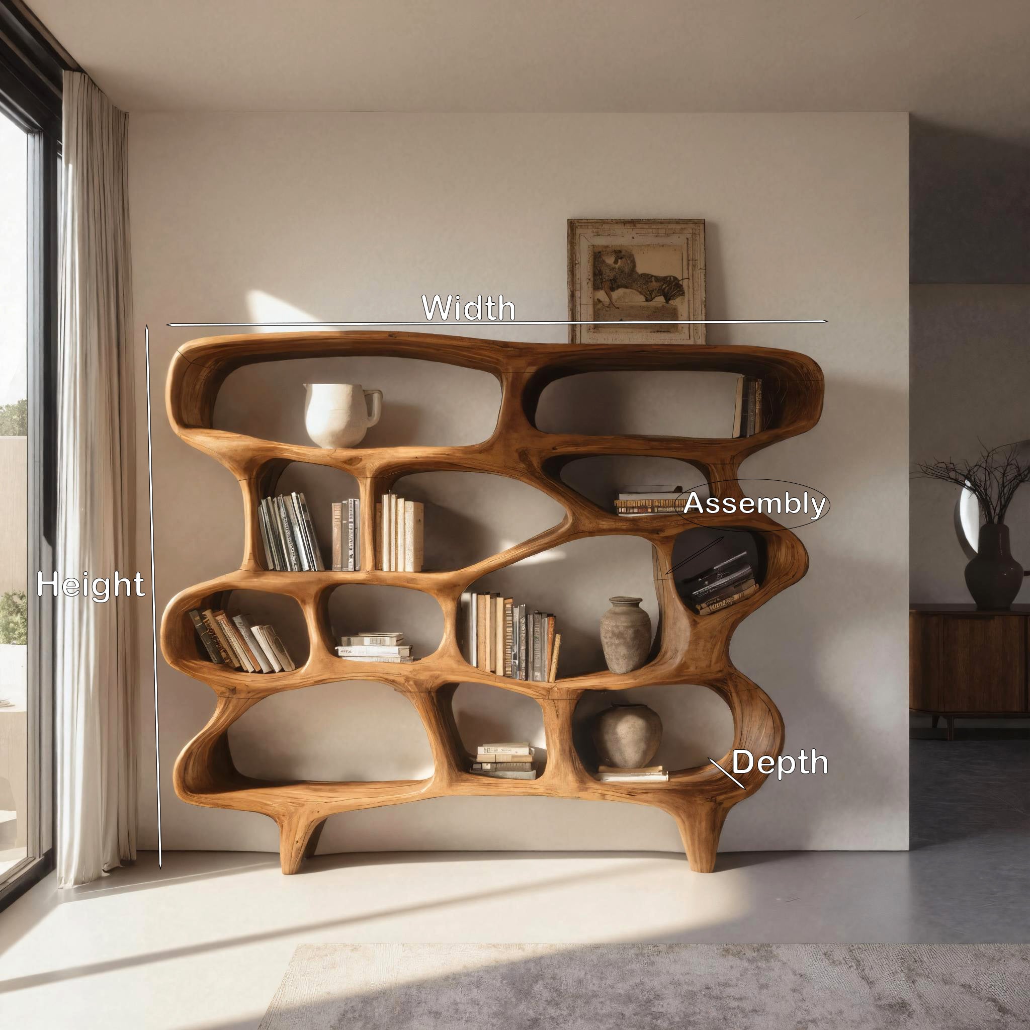 Organic Sculptural Bookshelf For Living Room Or Office Decor SITHHNBS065