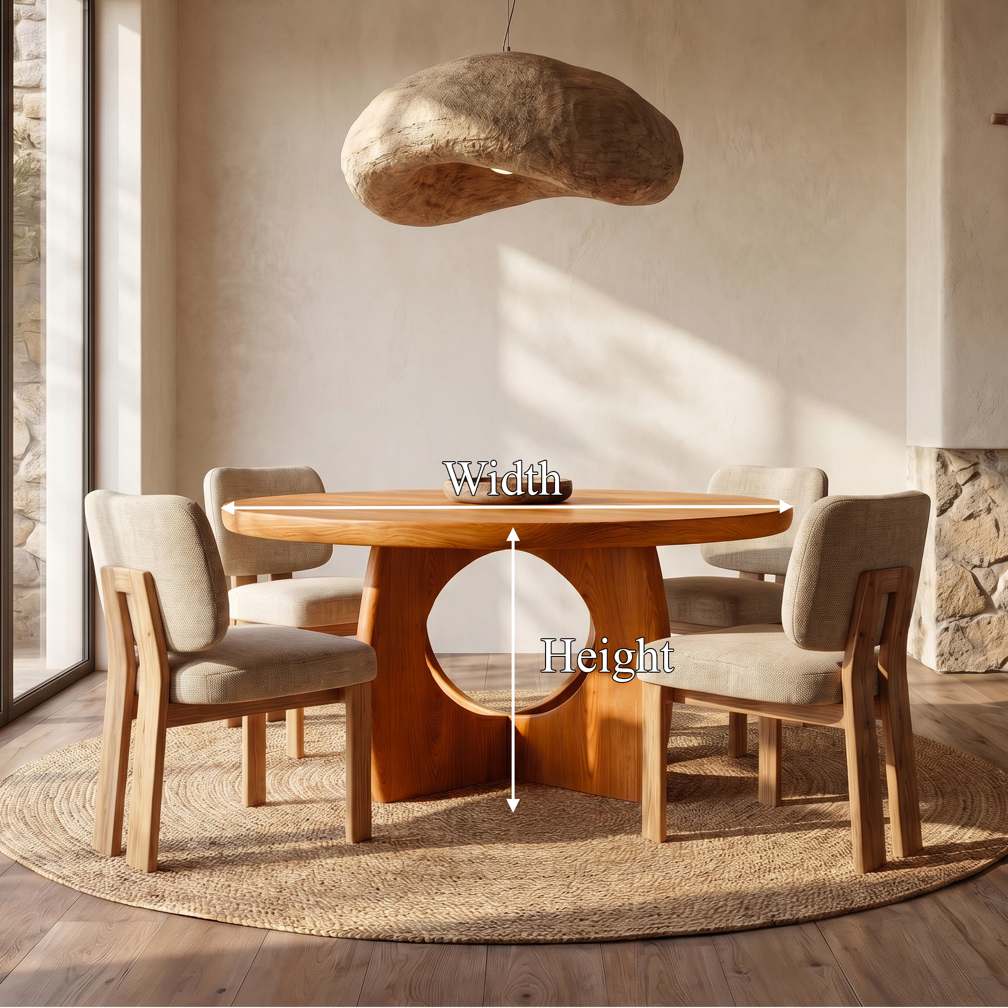 Organic Round Dining Table With Cutout Base For Dining Room SINLSADT169