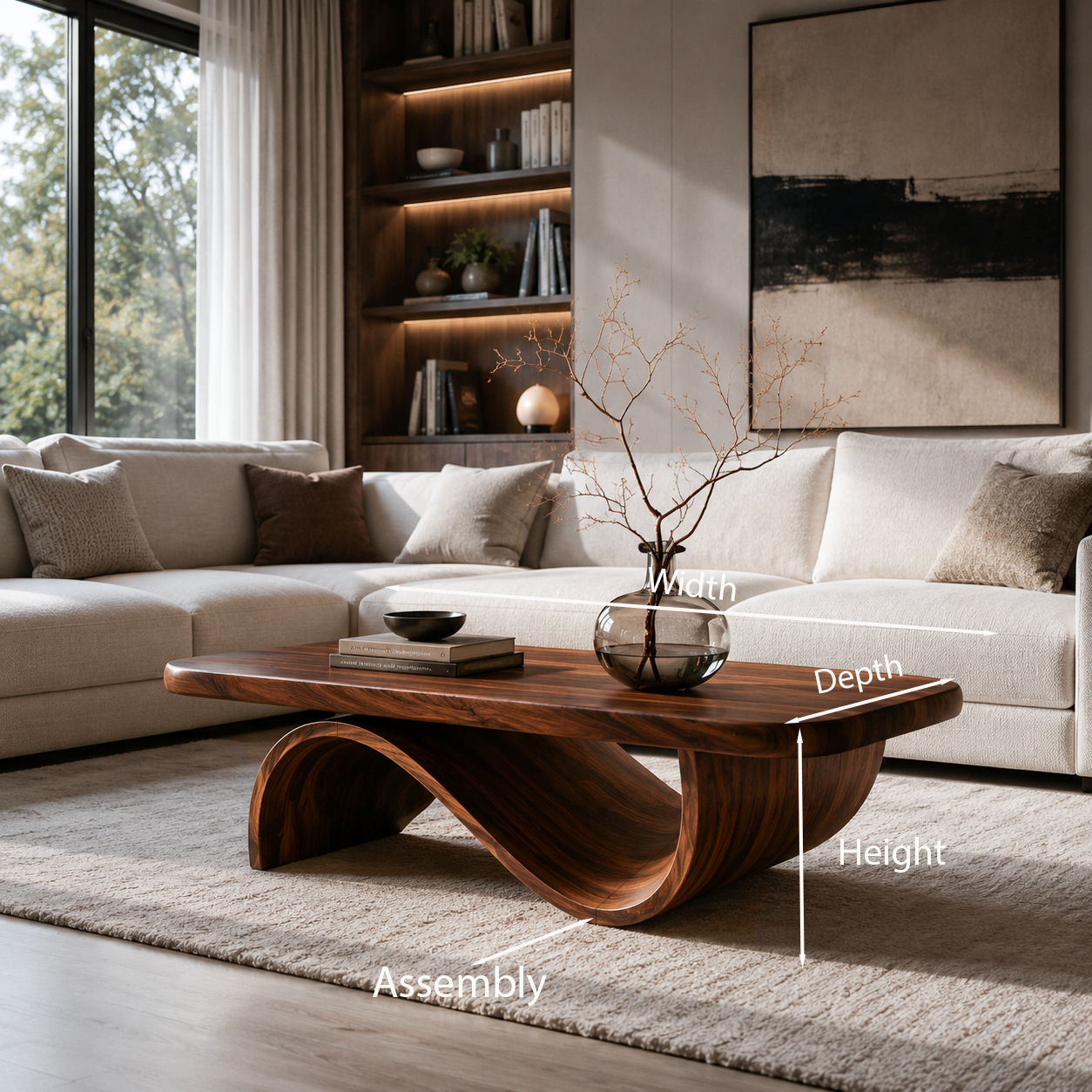 Artistic Coffee Table Curved Base Design For Living Decor RTTHTTCF022