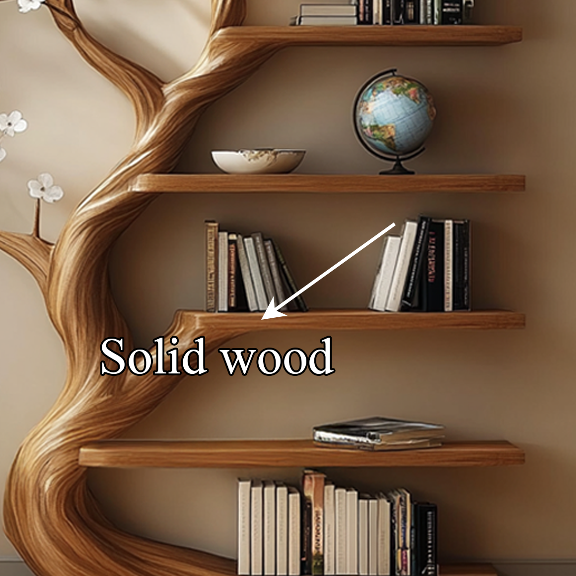 Rustic Tree Bookshelf Living Room Flower Design SINLSATB315
