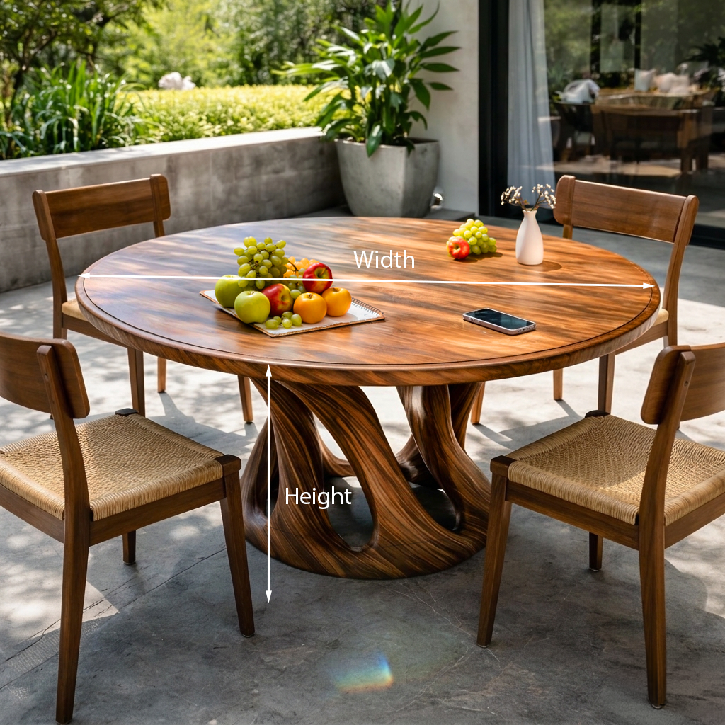 Mid Century Wooden Dining Table With Sculptural Base For Kitchen RTTHTTDN054