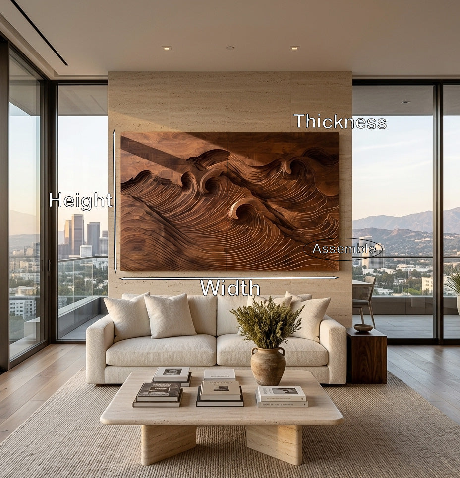 Quiet Luxury Ocean Wave Wood Wall Art For Living Room RTTHHNWA208