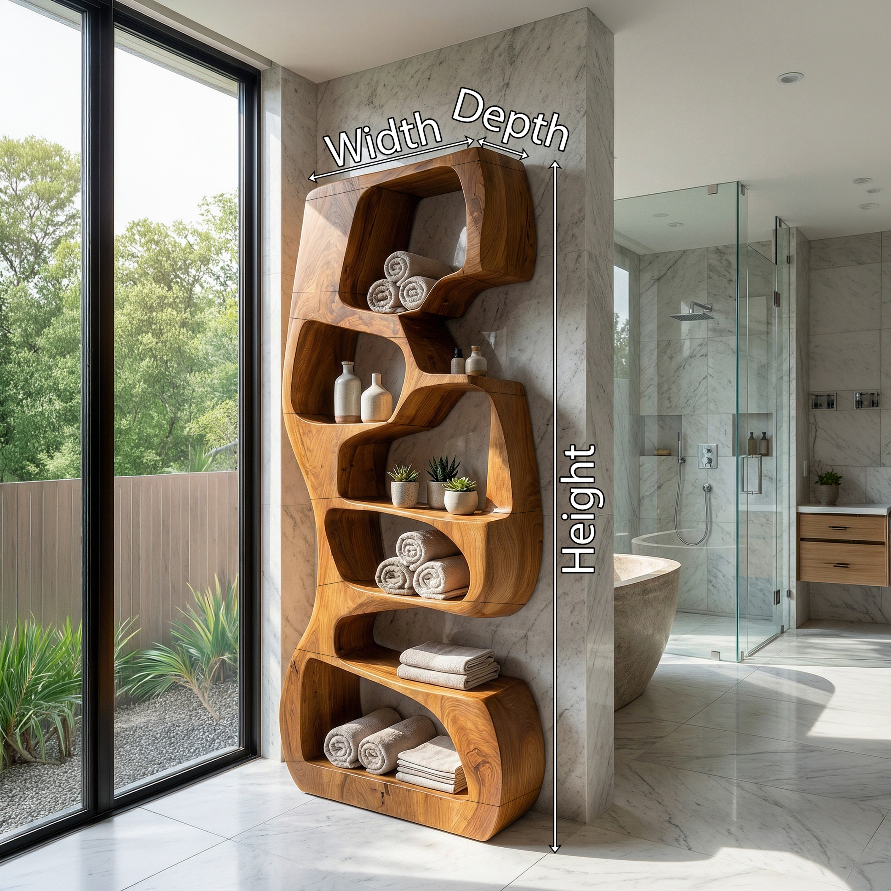Japandi Geometric Bookshelf Kitchen Storage Shelf SILDTTRBS011