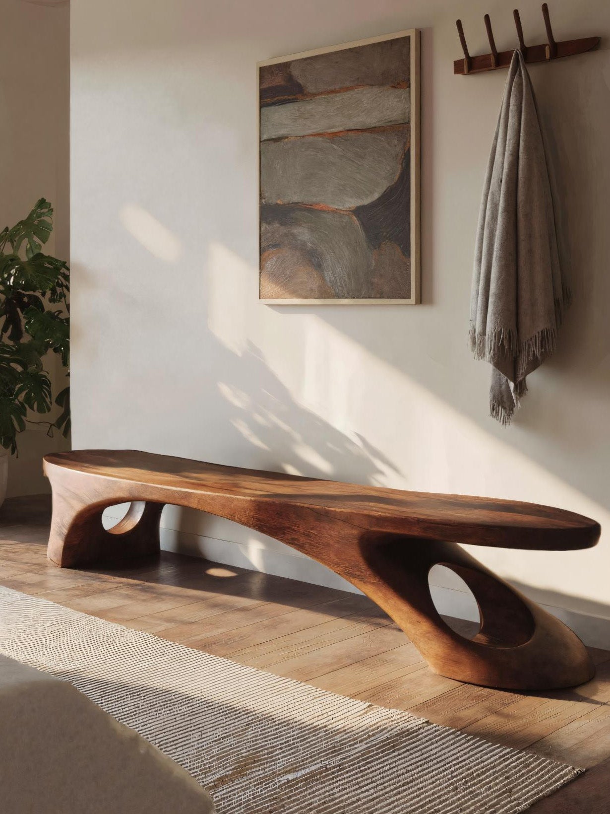 Modern Sculptural Bench With Organic Design For Entryway SITHHNCHR045