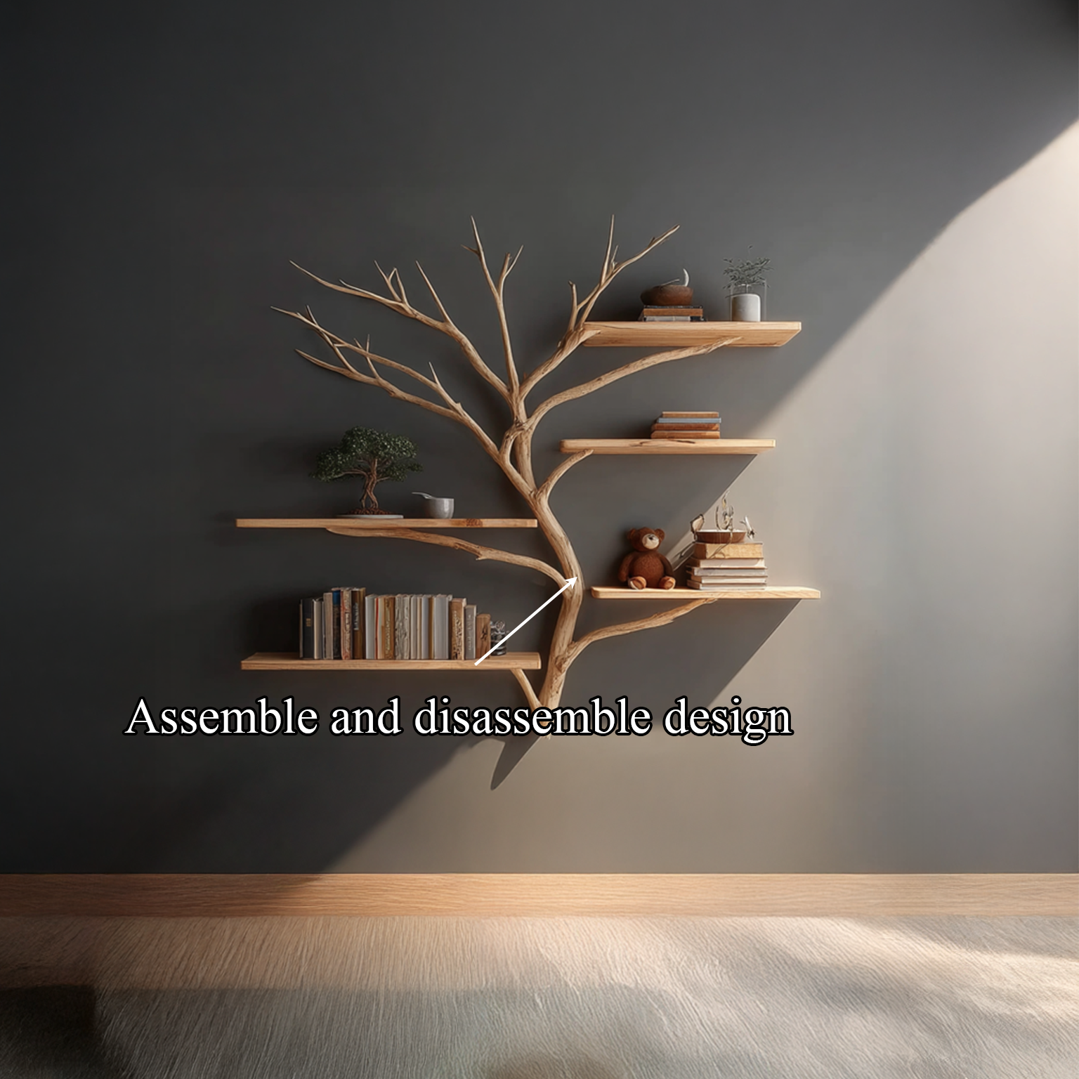 Midcentury Tree Bookshelf Study Room SINLSATBS031