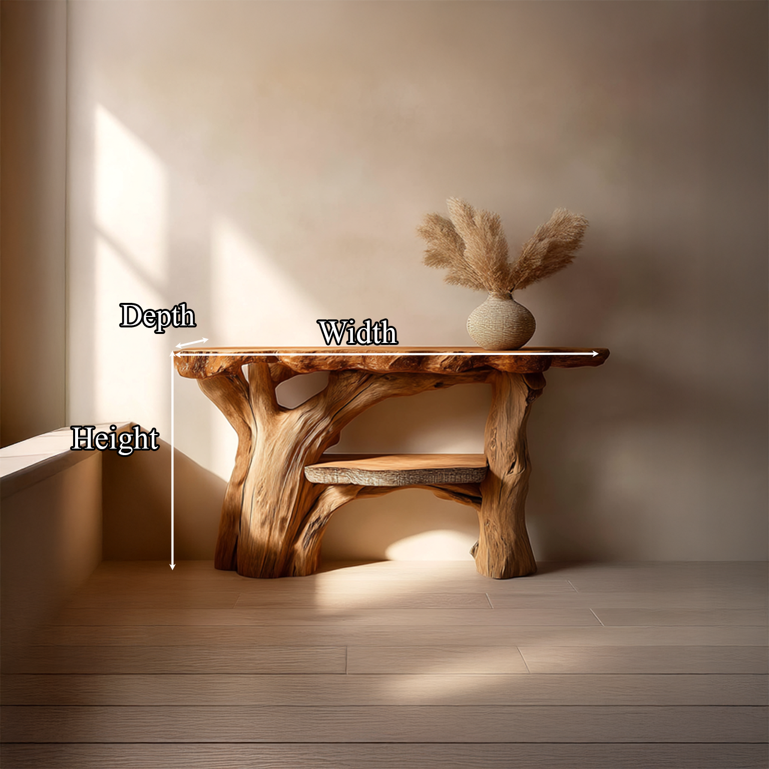 Rustic Sculptural Console Table Living Room SINLSACS238