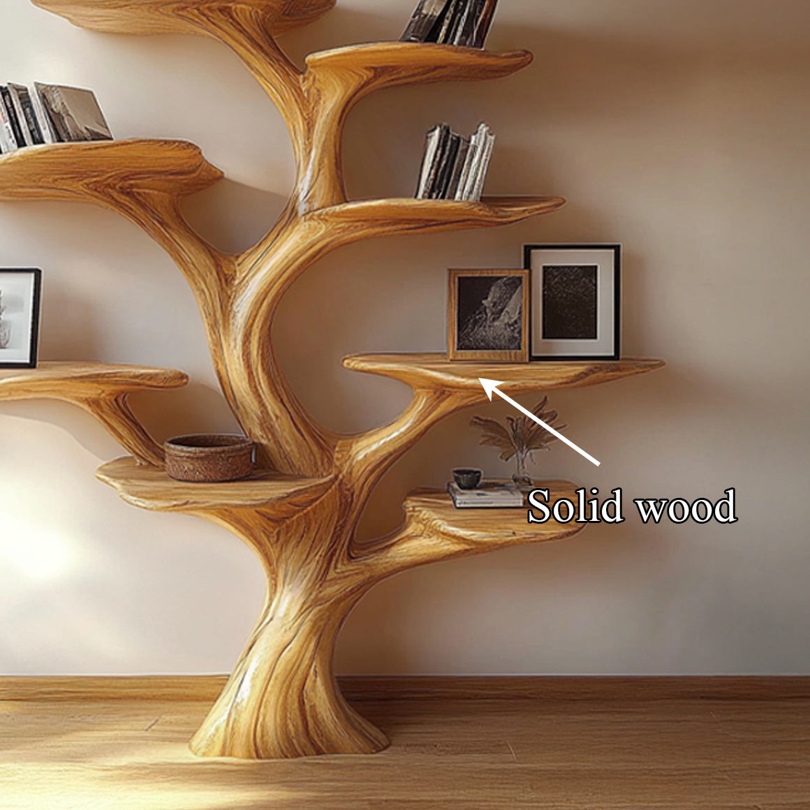 Rustic Mushroom Shaped Tree Bookshelf Living Room Office SINLSATB453