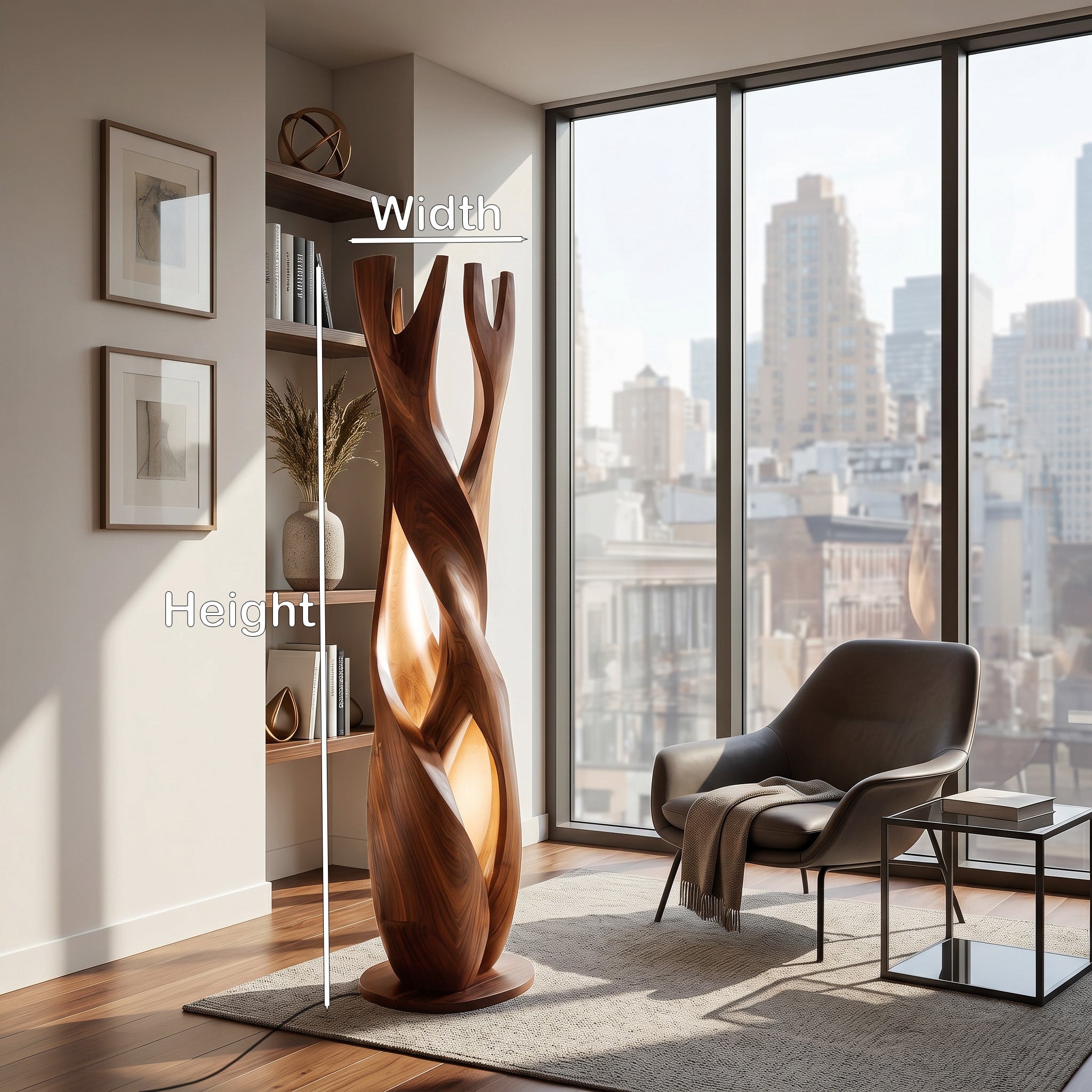Statement Wooden Sculpture Lamp For Luxury Home RTTHHNLAM085