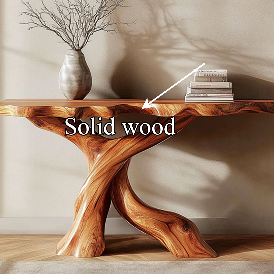 Midcentury Console Table Carved X-Base Wood Entryway SINLSACS320