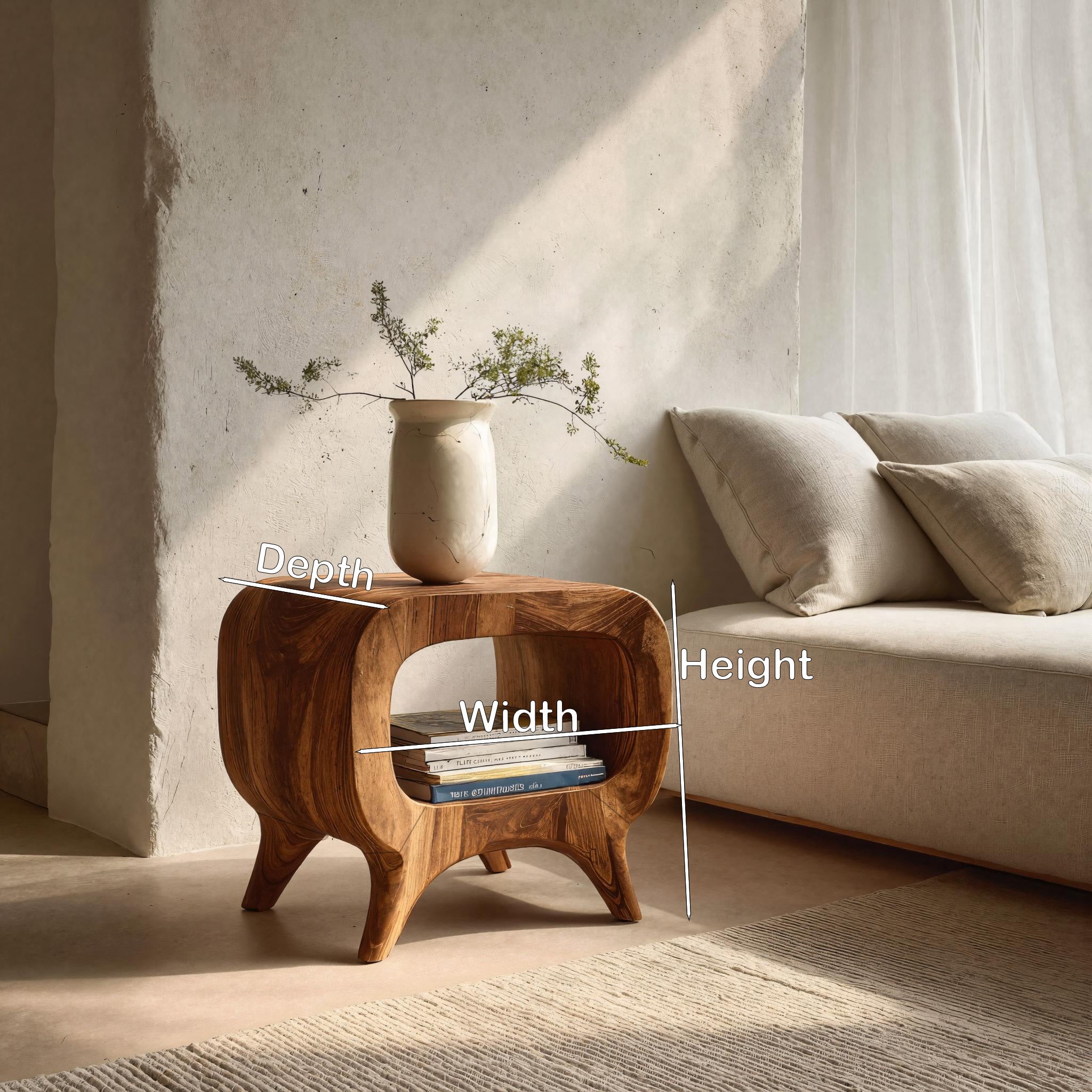 Modern Wood Nightstand With Rounded Edges For Bedroom RTTHHNNS029
