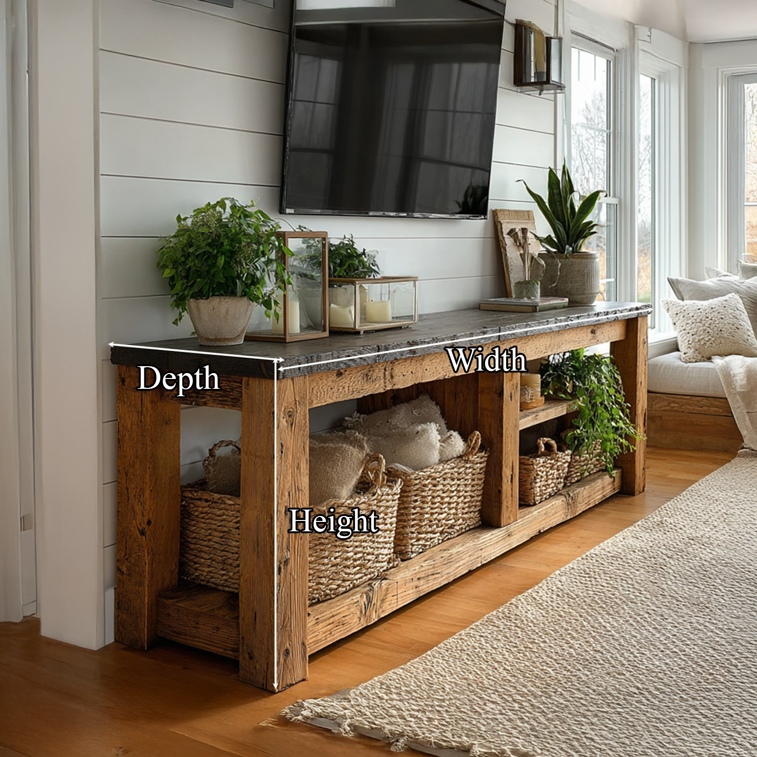 Rustic TV Console Table Living Room SINLSACS101
