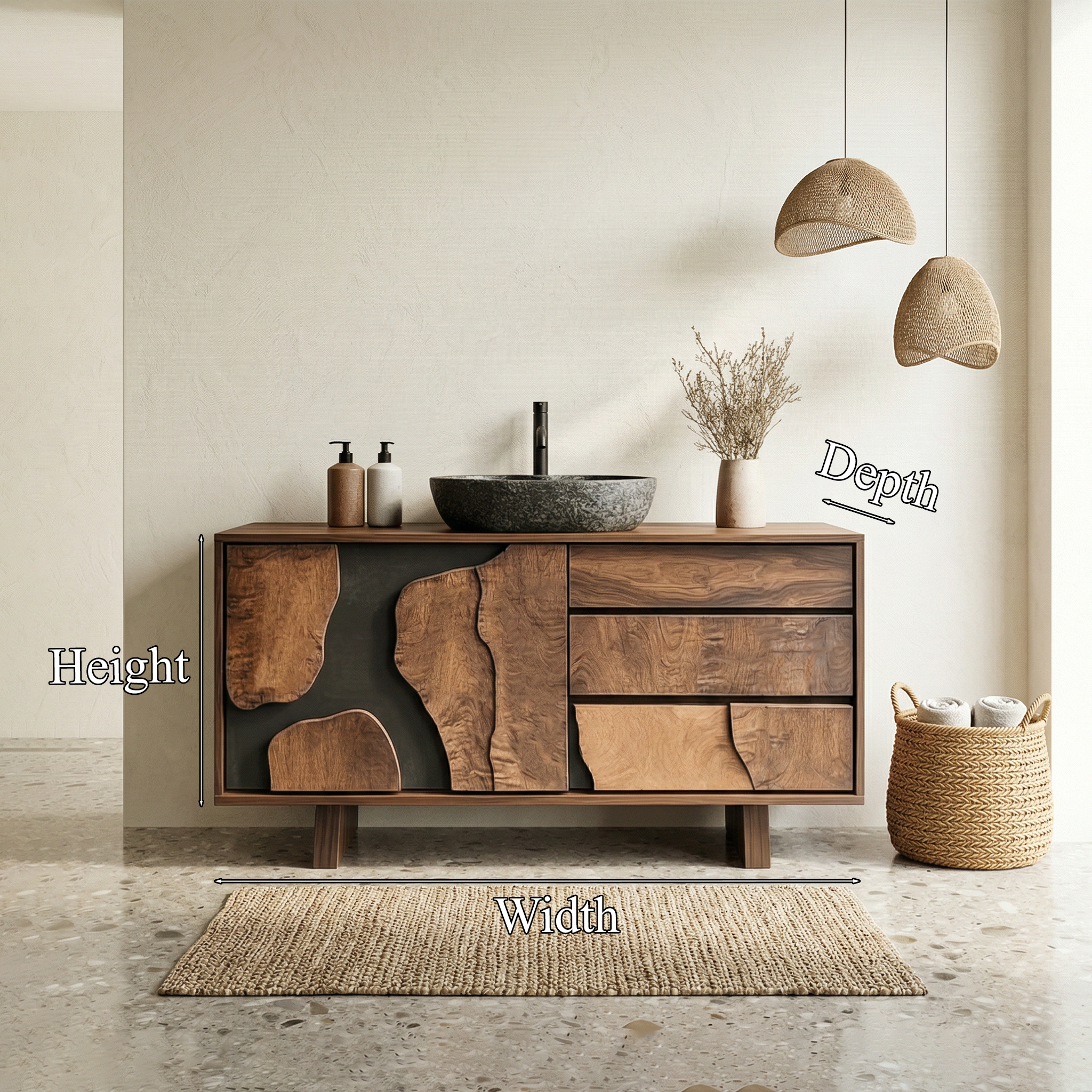 Contemporary Bathroom Cabinet Solid Wood Simple Clean Line Design Bathroom And Vanity Area SINLHABCT019