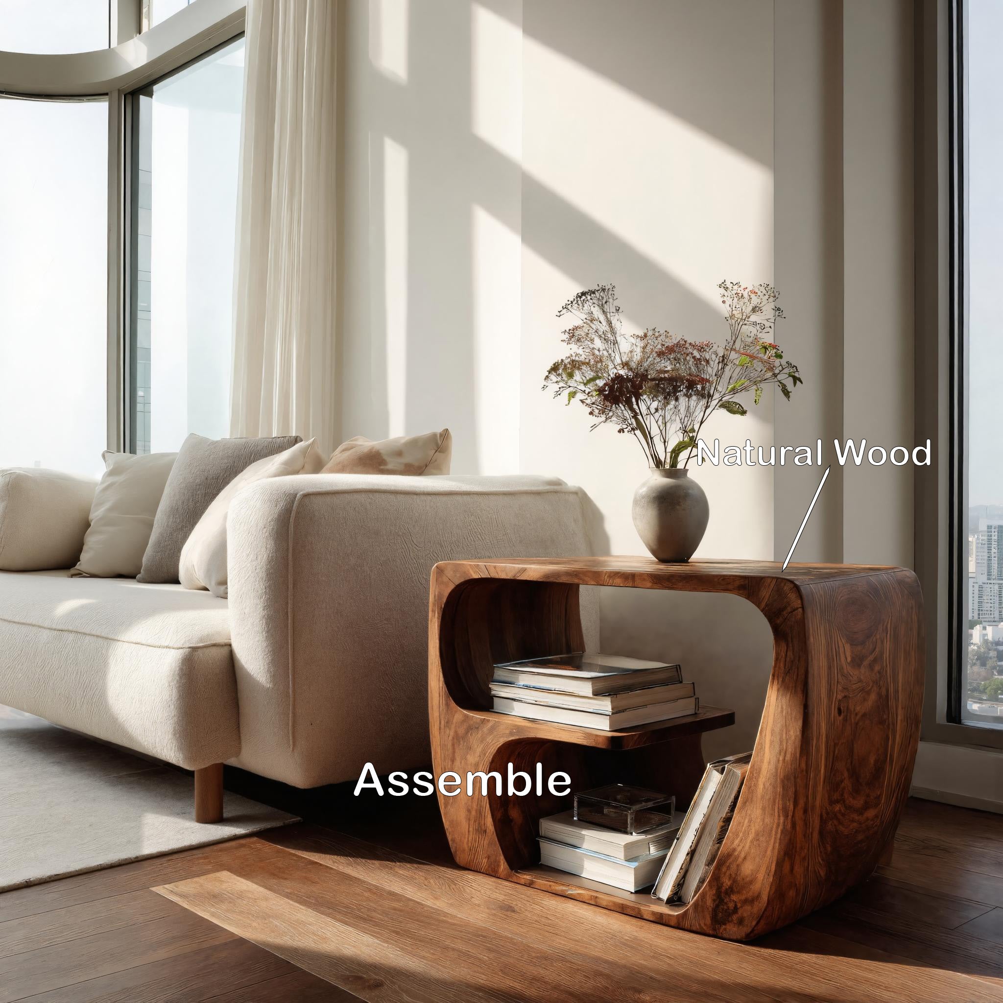 Quiet Luxury Wooden Side Table With Open Storage For Living Room RTTHHNSTA014