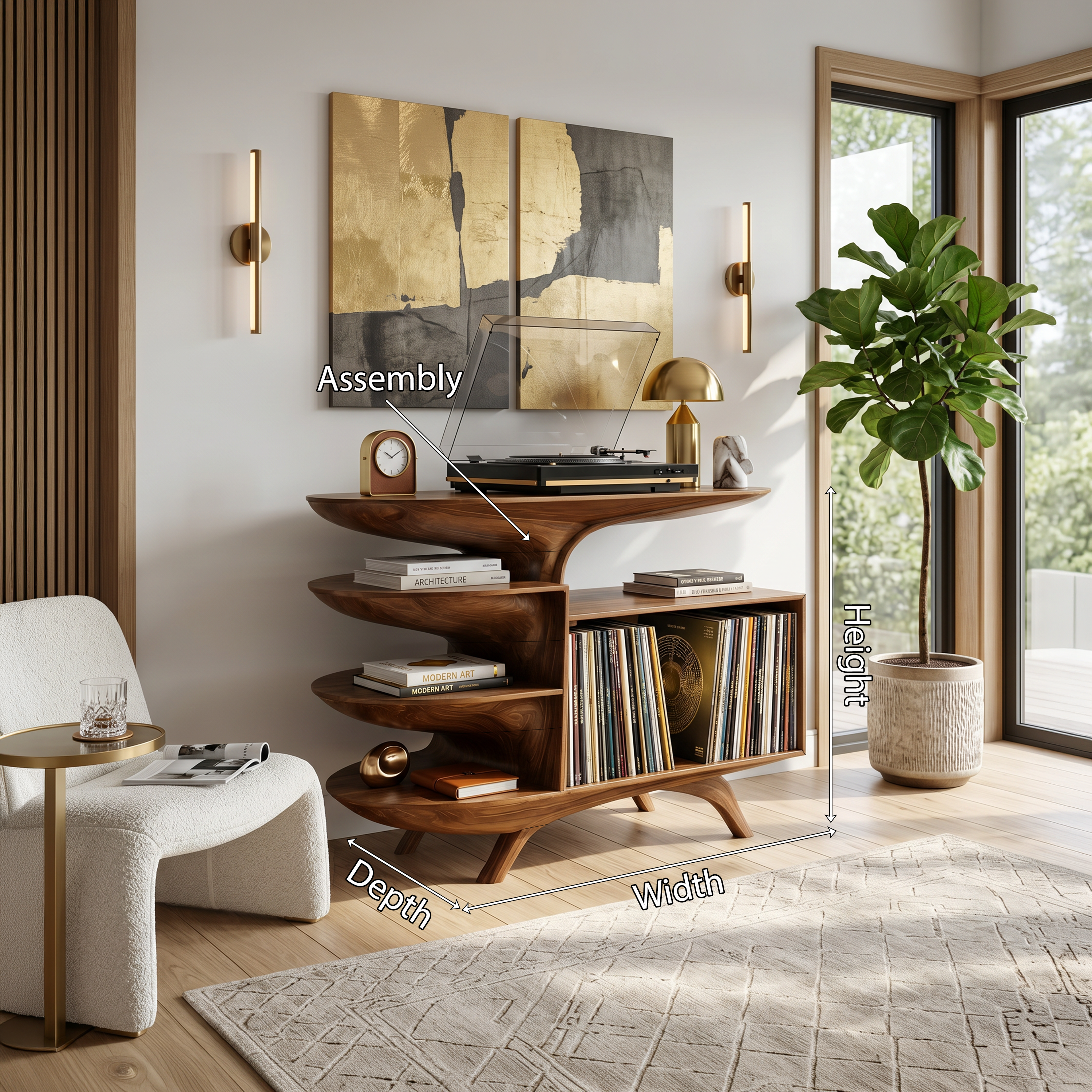 Modern Wooden Record Stand For Bedroom Interior Design Style SILDTTNRPT018