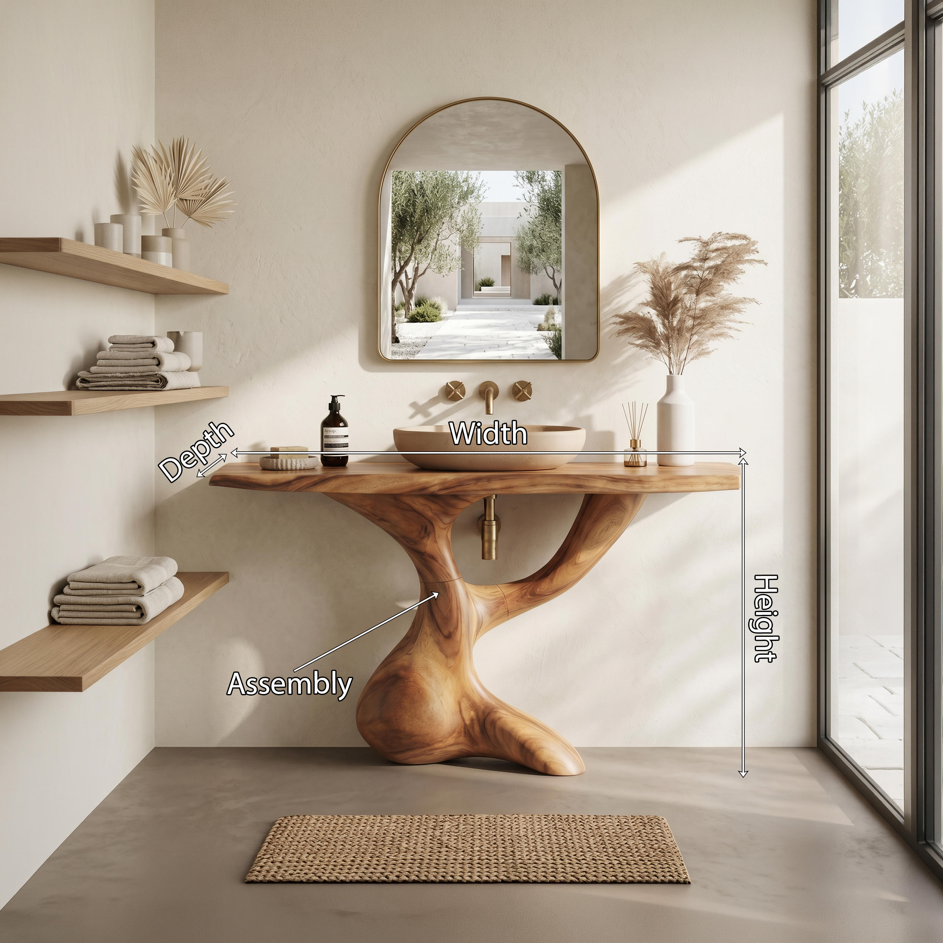 Handcrafted Solid Vanity For Timeless Bathroom Use SILDTTNBRV003