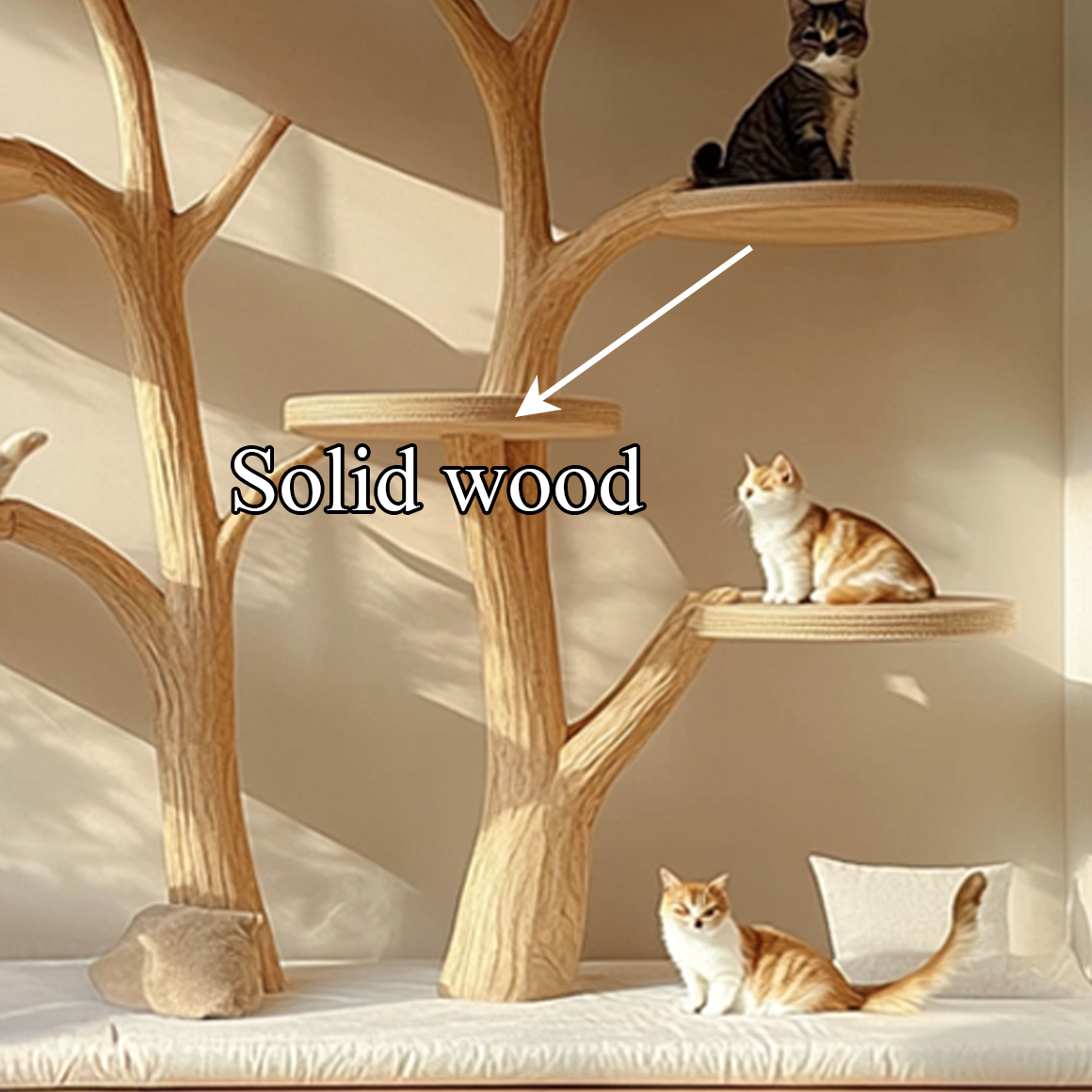 Rustic Cat Tree Wall Shelf Bedroom Seating Bench SINLSATT056