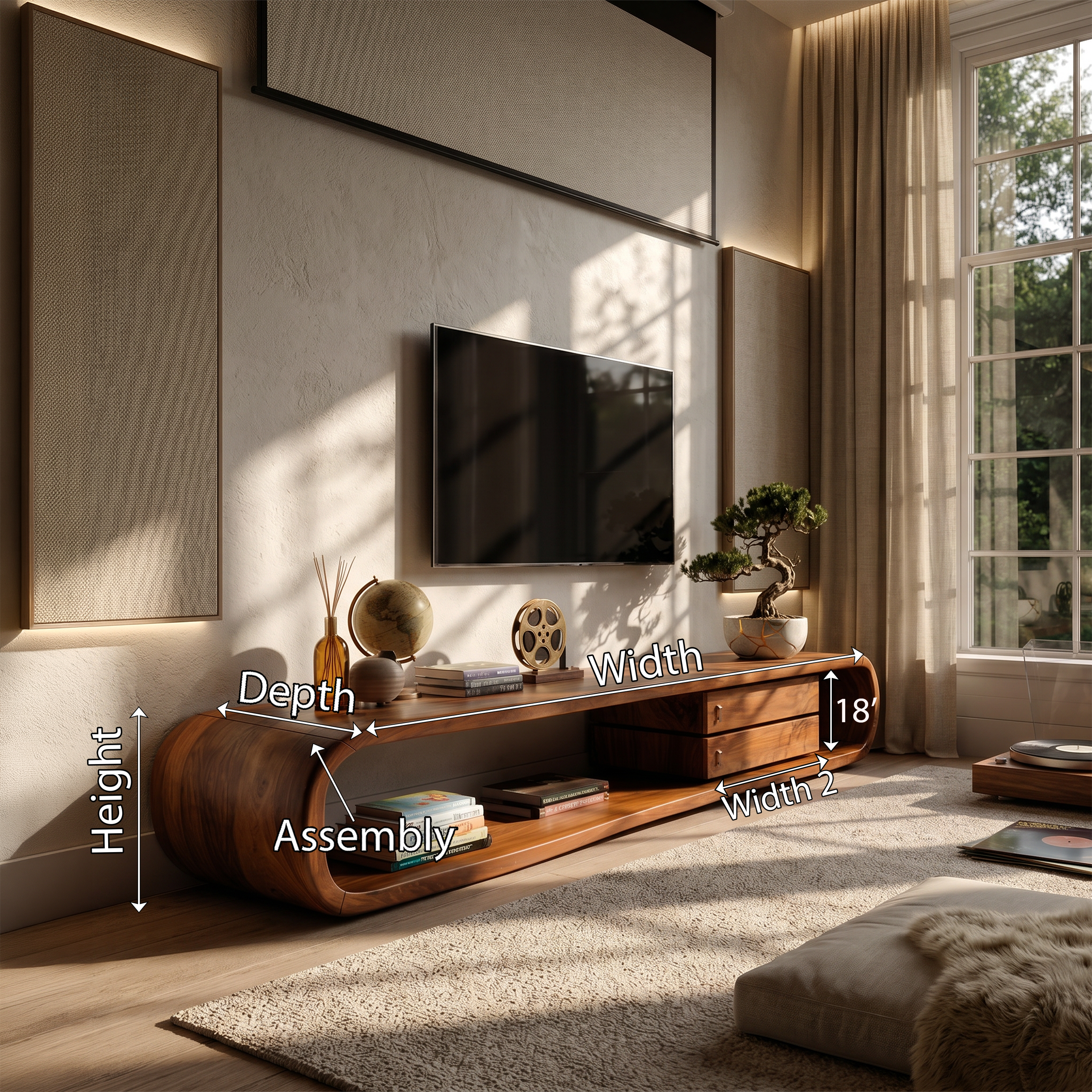 Luxury Monkeypod Media Console For Modern Interior SILDTTRTVC070