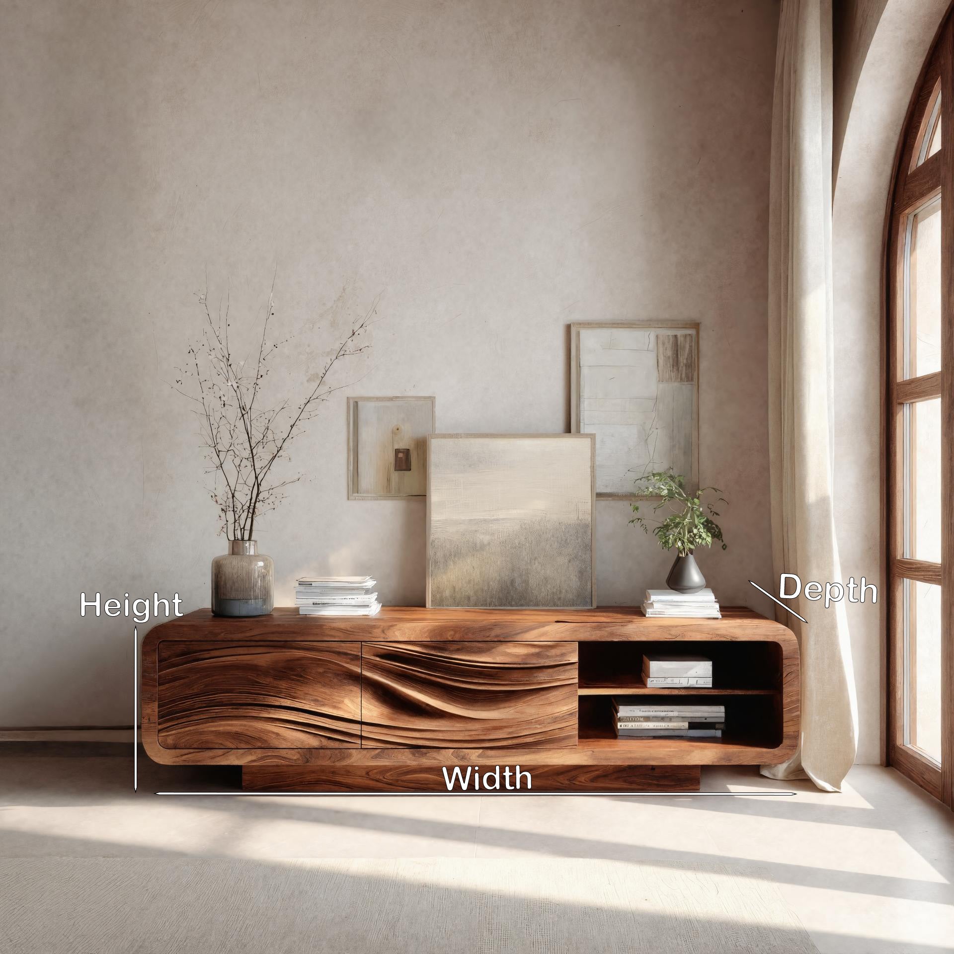 Modern Organic Sculpted Sideboard For Living Room RTTHHNSD025