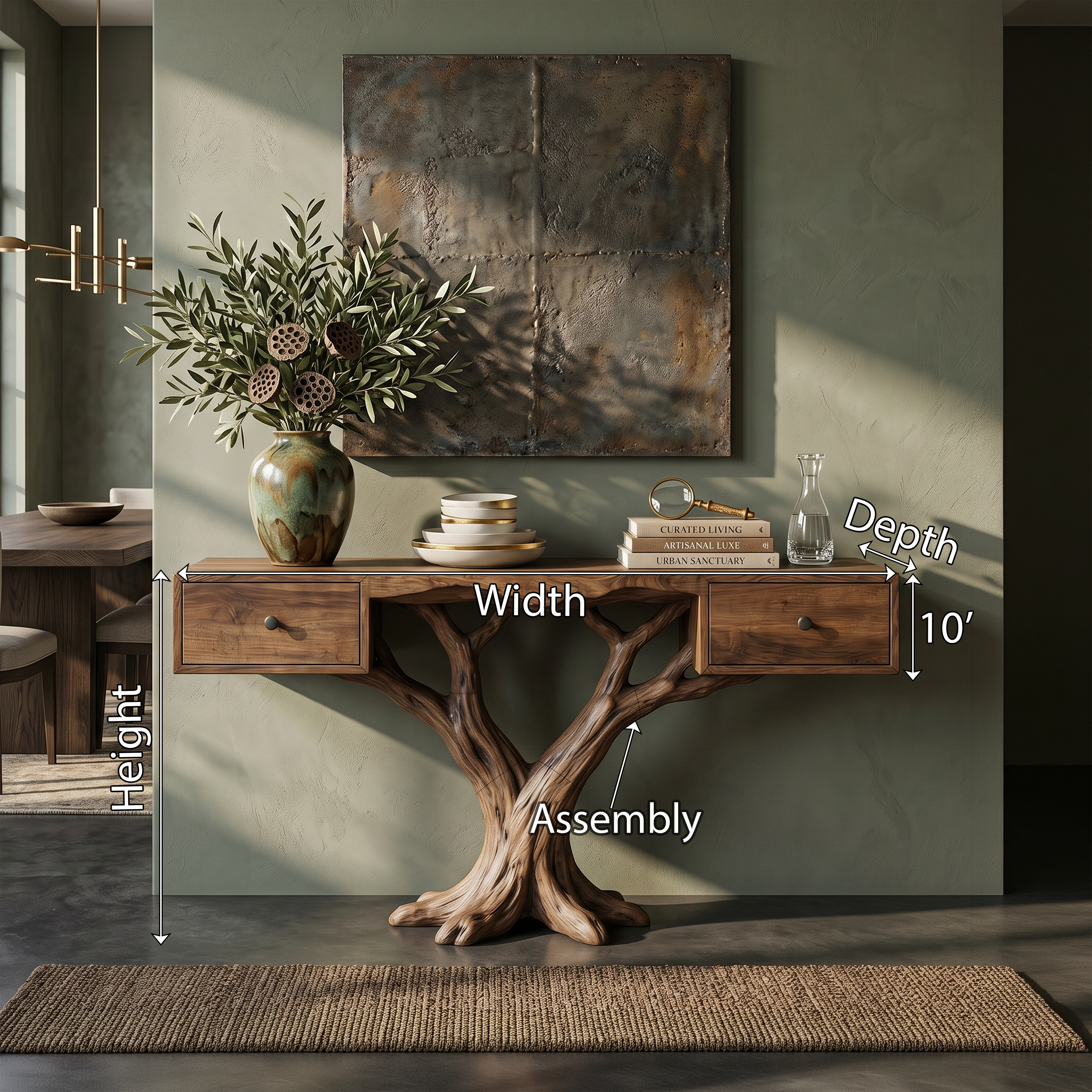 Organic Live Edge Console Table Contemporary Hallway SILDTTRCS091