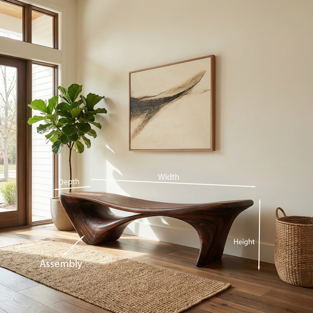 Modern Sculptural Bench For Entryway Or Living Room SITHTTCHR060